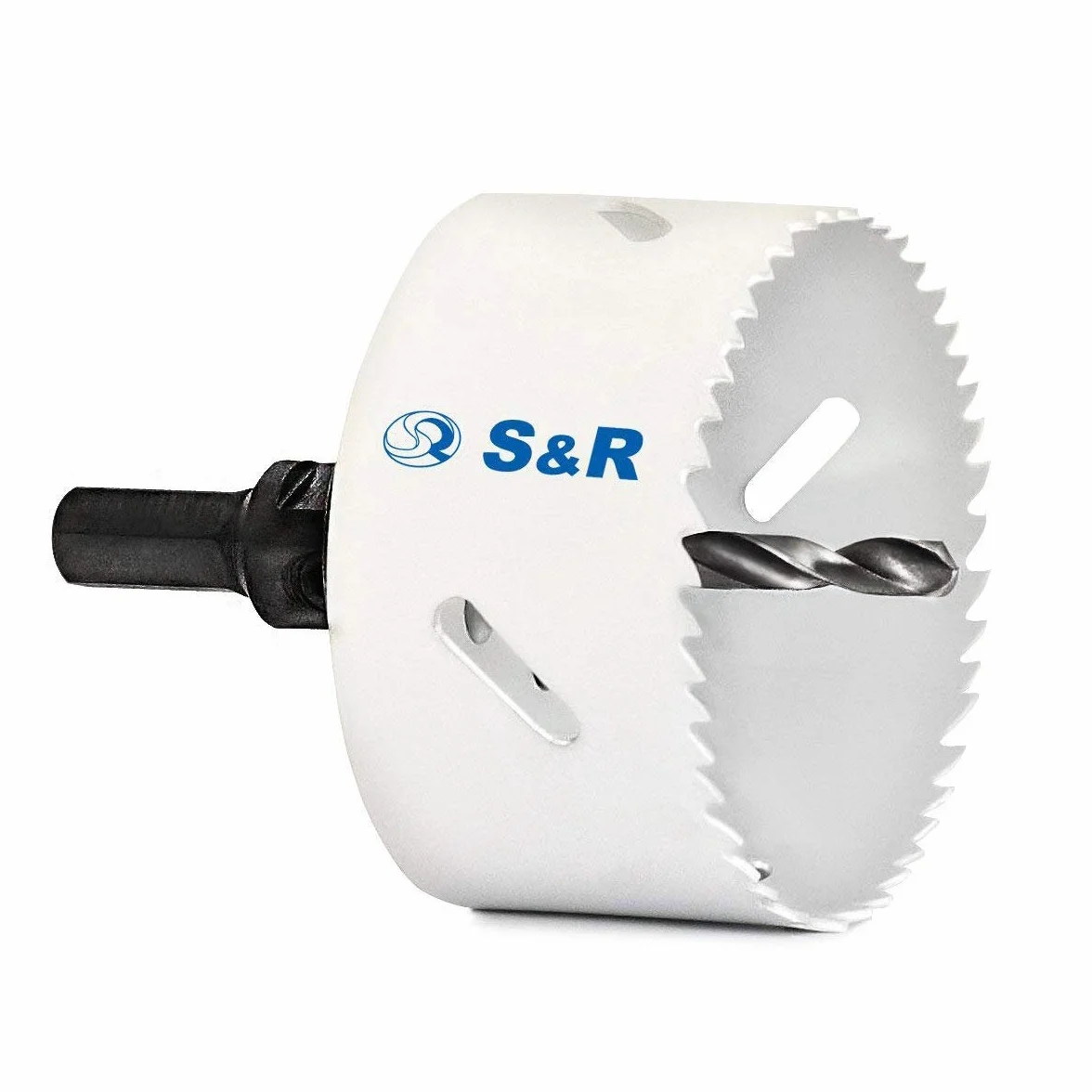 S&R otwornica, HSS bimetal z uchwytem do otwornic HEX – Quick i wiertło centrujące, uniwersalne do drewna, metalu, tworzywa sztucznego, płyt gipsowo-kartonowych (79 mm)
