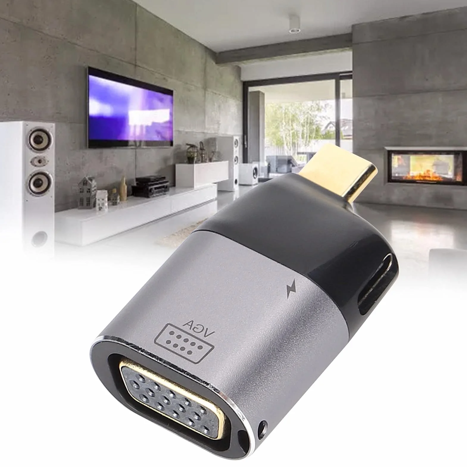 Shanrya Adapter USB C na VGA, przejściówka USB-C VGA kompatybilna z Windows Android OS X