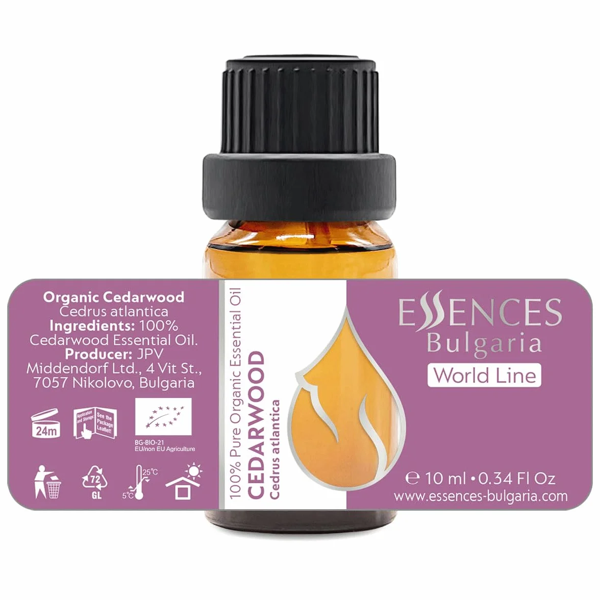 Essences Bułgaria Organiczny Olejek Eteryczny z Drzewa Cedrowego 10ml | Cedrus atlantica | 100% Czysty i Naturalny | Nierozcieńczony | Klasa Terapeutyczna | Aromaterapia | Kosmetyki | Bez okrucieństwa