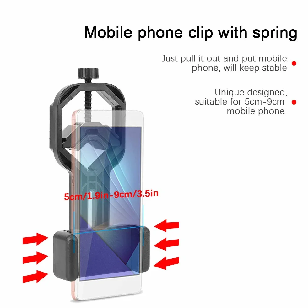 Zunate Uchwyt na adapter do telefonu komórkowego, uniwersalny uchwyt na smartfona 5 cm-9 cm do lornetki, okularów, teleskopów astronomicznych, mikroskopów