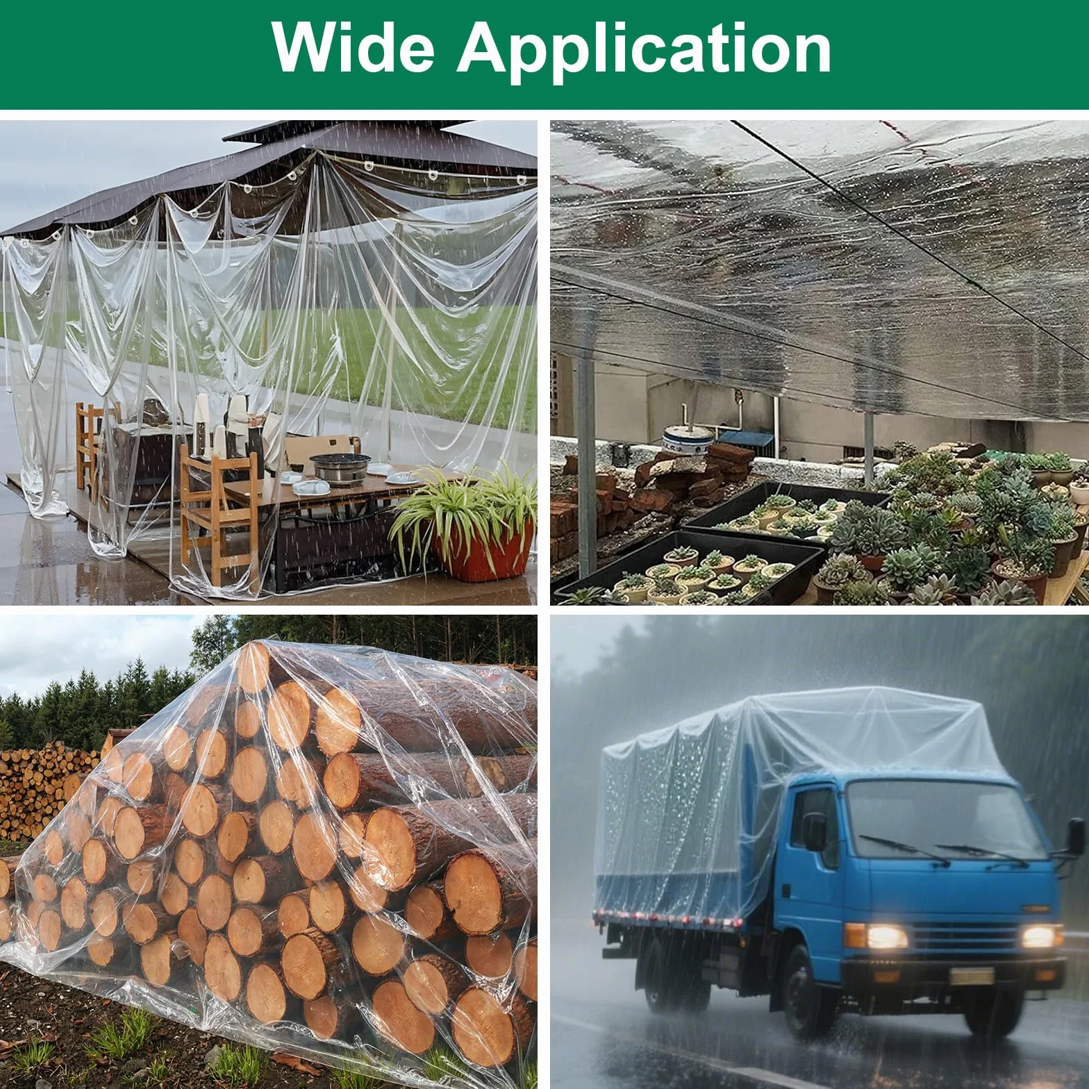 GKXLH Wodoszczelna, wytrzymała, ulepszona, przezroczysta plandeka PCW, 2,5 m x 3 m, pogrubiona, 400 g/m², do ogrodu, odporna na mróz, wiatroszczelna przezroczysta plandeka do użytku na zewnątrz