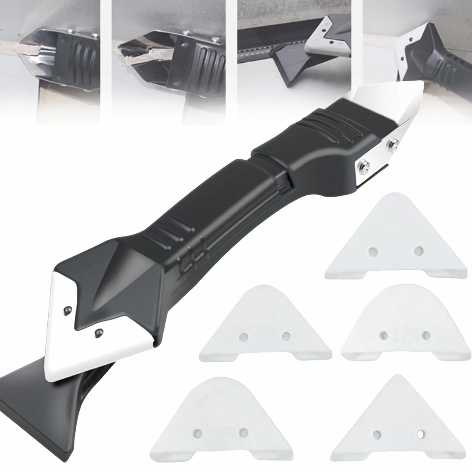 Silicone Remover Tool Trzy funkcje w jednym, przycinarka do usuwania kleju szklanego, wielofunkcyjne narzędzie do szpachetki, odpowiednie do podłóg kuchennych i zlewozmywaków.