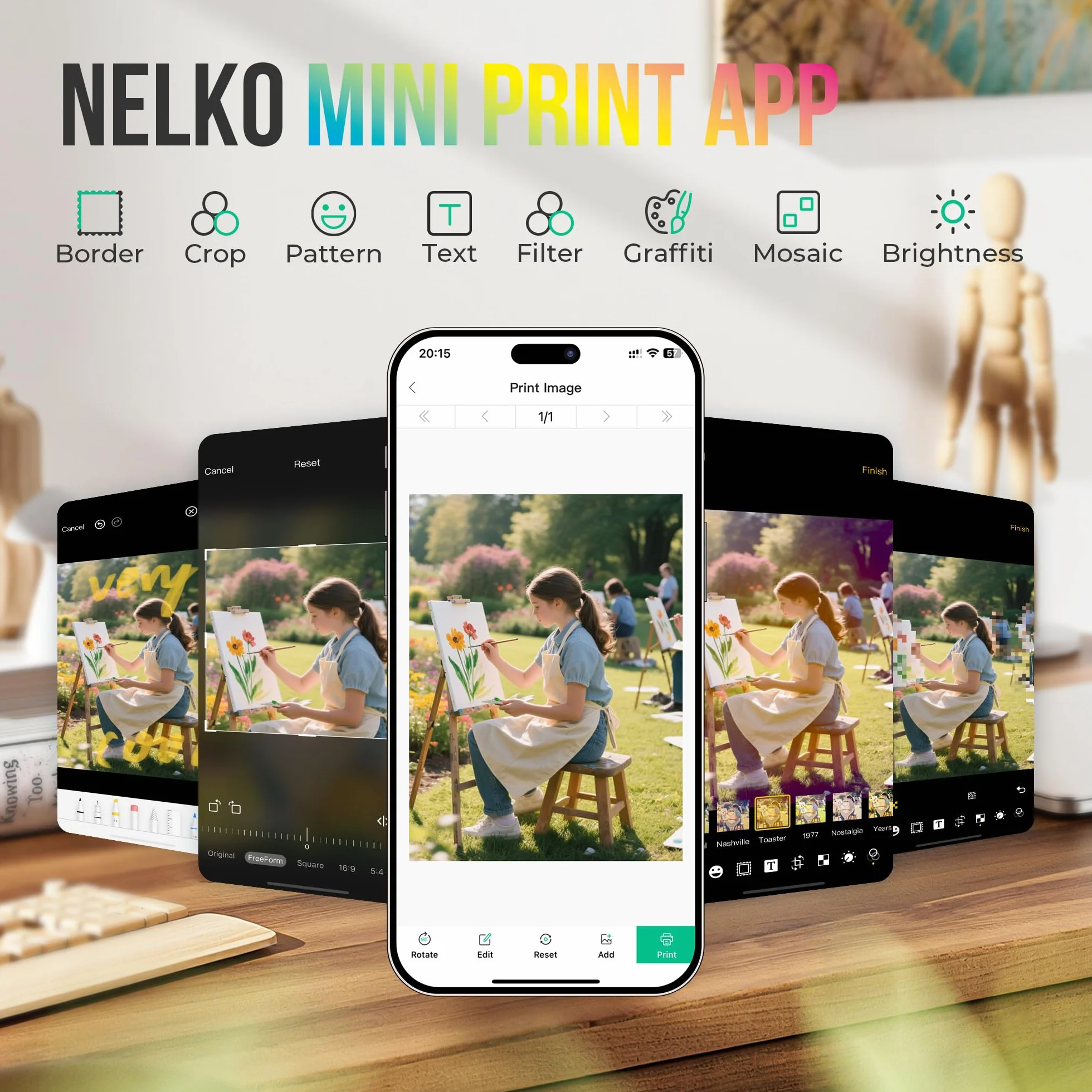 Nelko PP01 przenośna drukarka fotograficzna 100 arkuszy wkład atramentowy natychmiastowy druk samoprzylepny iOS Android