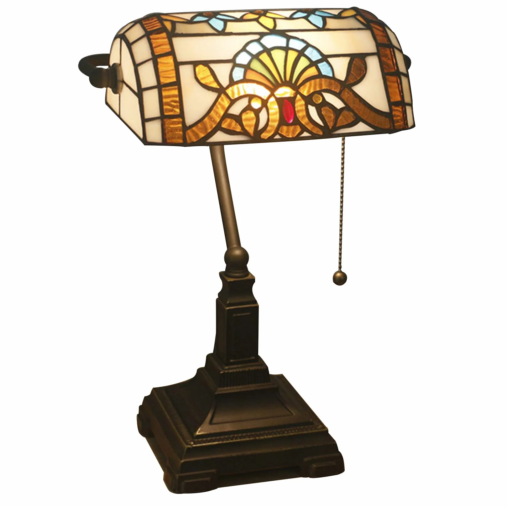 Lampy podłogowe/stołowe lampa bankierów vintage witrażowy stół śródziemnomorskie lampki nocne do czytania sypialnia kawiarnia bar (śródziemnomorski A)