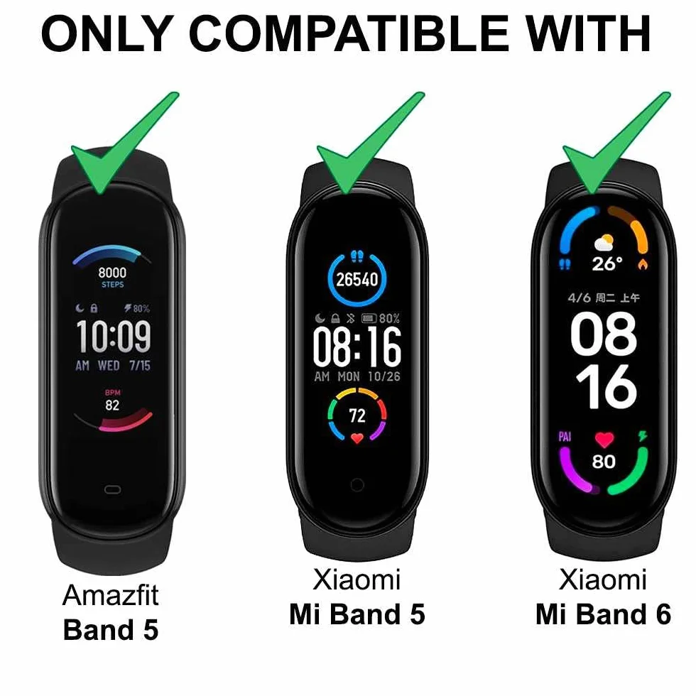 OcioDual Silikonowy pasek kompatybilny z Xiaomi Mi 6/ 5, Amazfit Band 5, czarny, silikonowy pasek, wysuwany