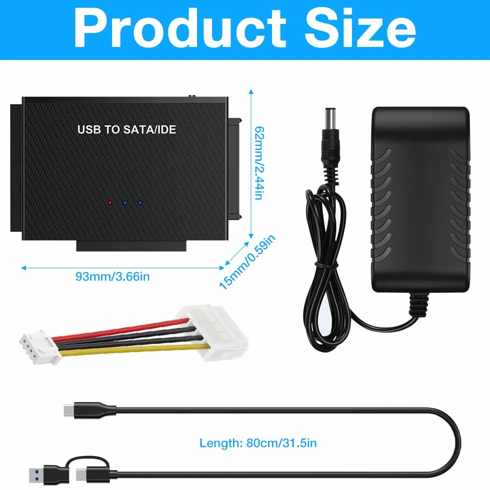 Mineup Adapter IDE SATA na USB C 3.0 do 2,5/3,5 cala HDD SSD