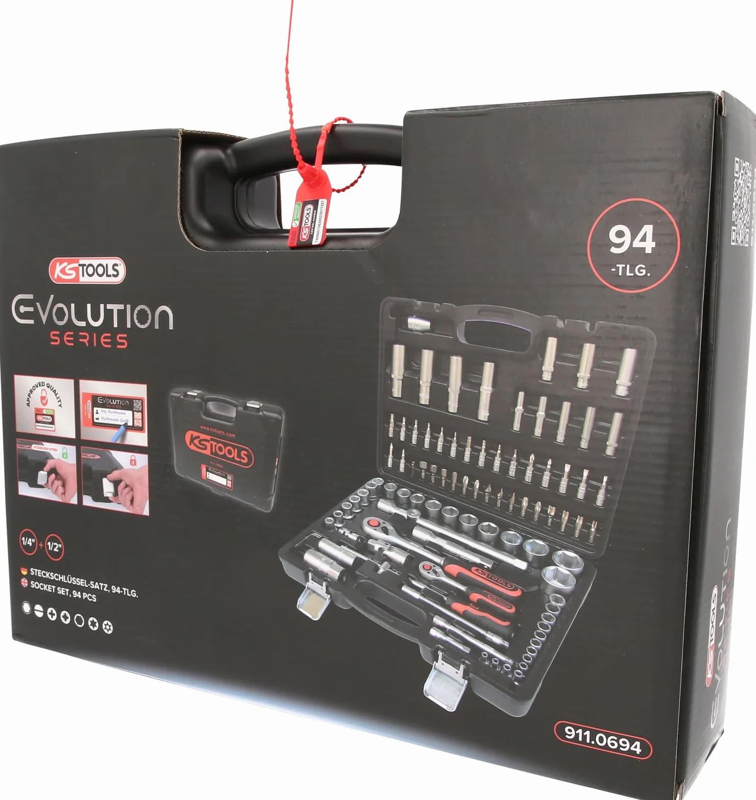 KS Tools 911.0694 Zestaw kluczy nasadowych,94-szt, 1/4"+1/2"