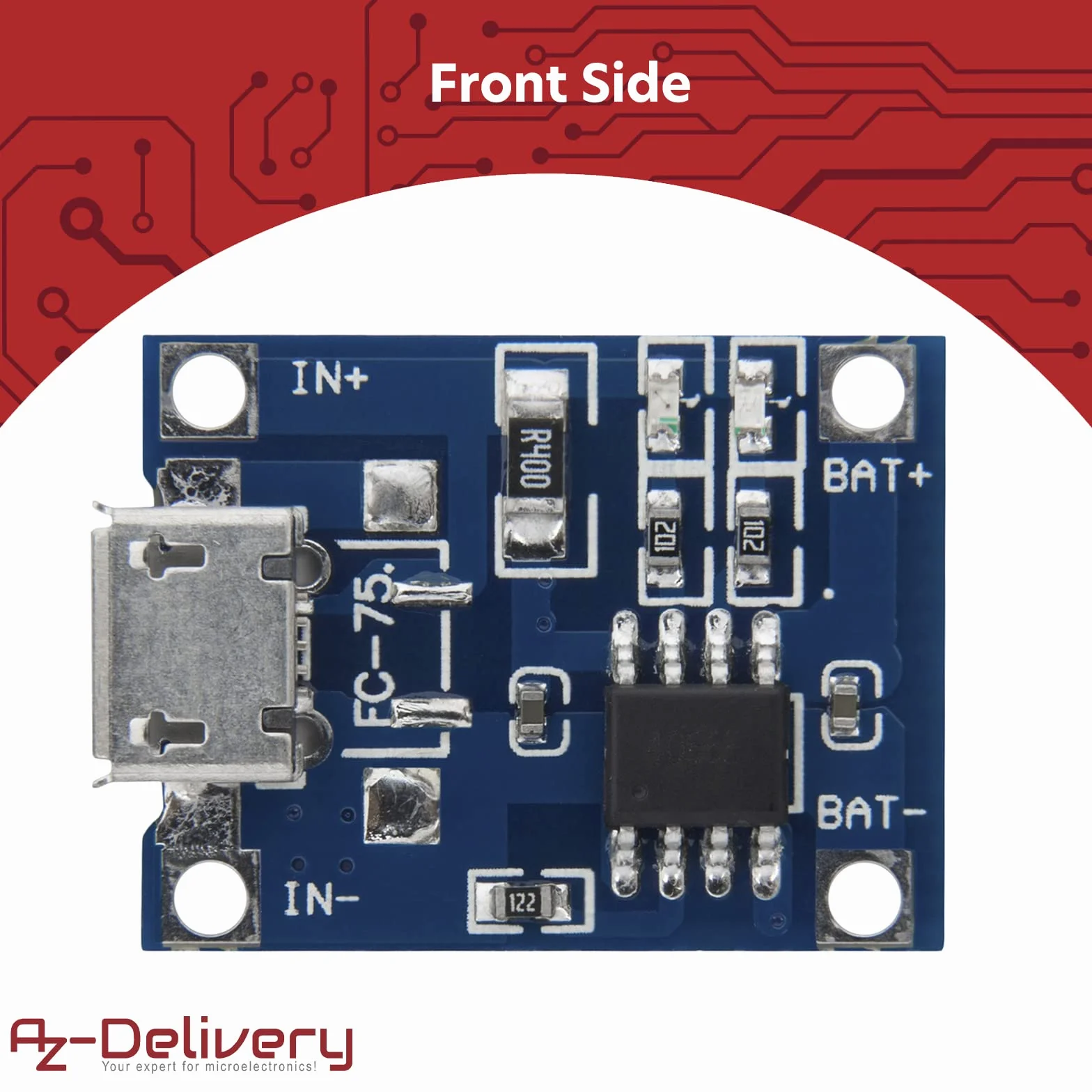 AZDelivery 3 x TP4056 Micro USB 5V 1A Charge Controller Lithium Li - Ion Battery Charger Lithium Moduł ładowania w tym eBook!