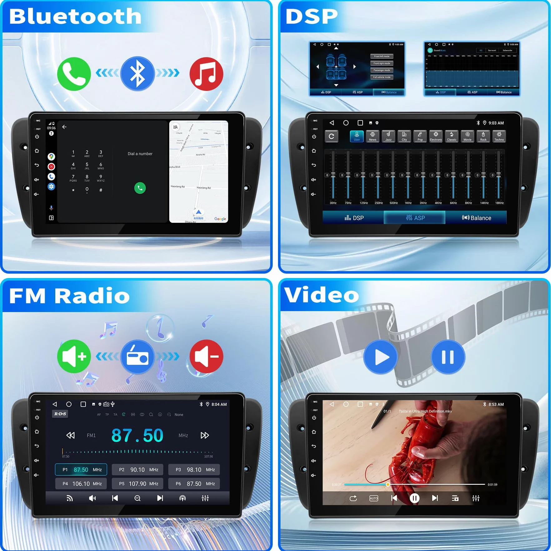 Radio Samochodowe do Seat Ibiza 6J 2009 2010 2011 2012 2013, Android 12 GPS FM 2+64G, 9-calowy Ekran Dotykowy, Obsługuje GPS Carplay Android Auto Bluetooth 5.0 WiFi Sterowanie Głosem Radio