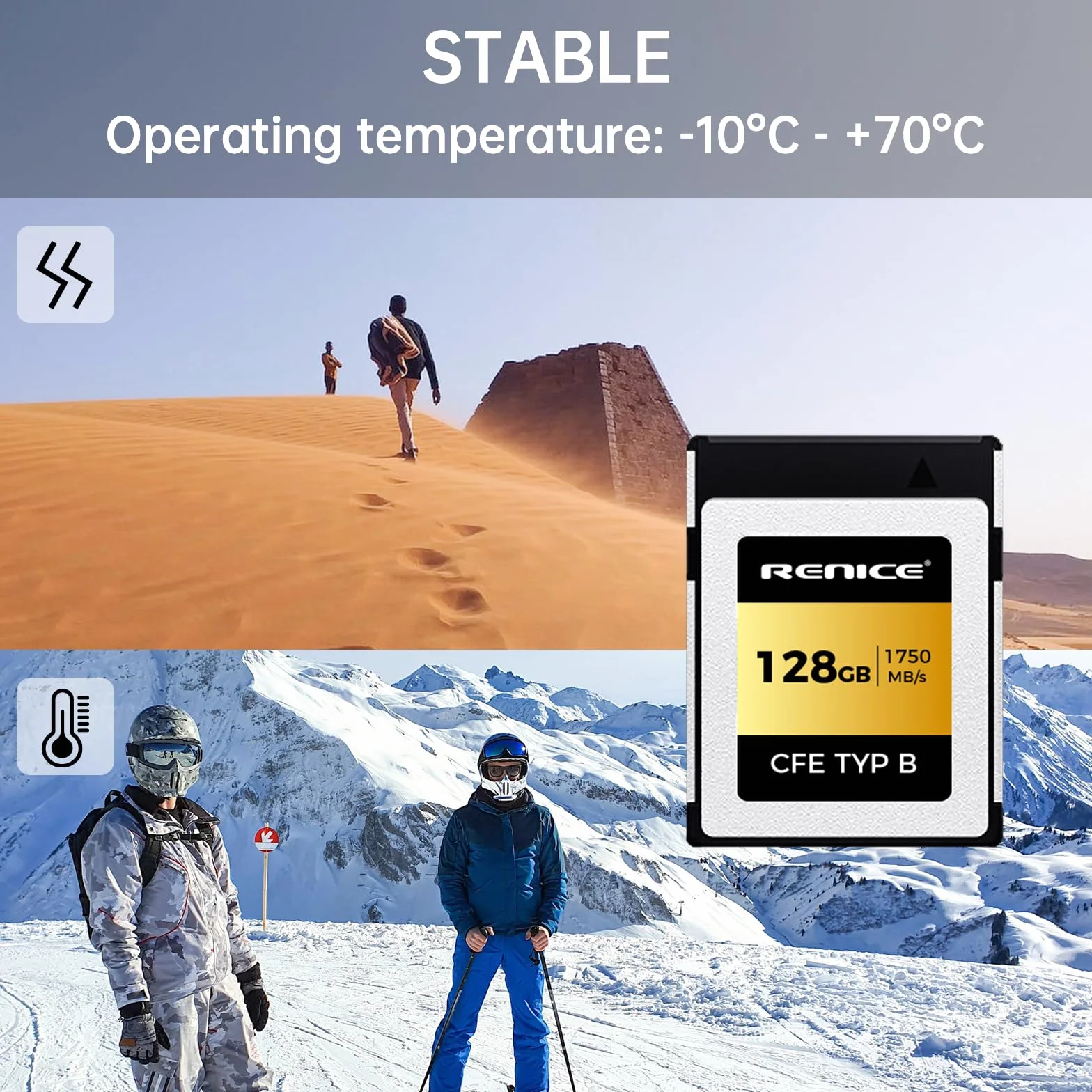RENICE Karta Compactflash CFexpress Typ B 128GB Ciągłe odtwarzanie 1750MB/S Ciągłe pisanie 1500MB/S przyjmowanie trybu PCIe pSLC obsługa wideo w 8K dla profesjonalnego fotografa kamery