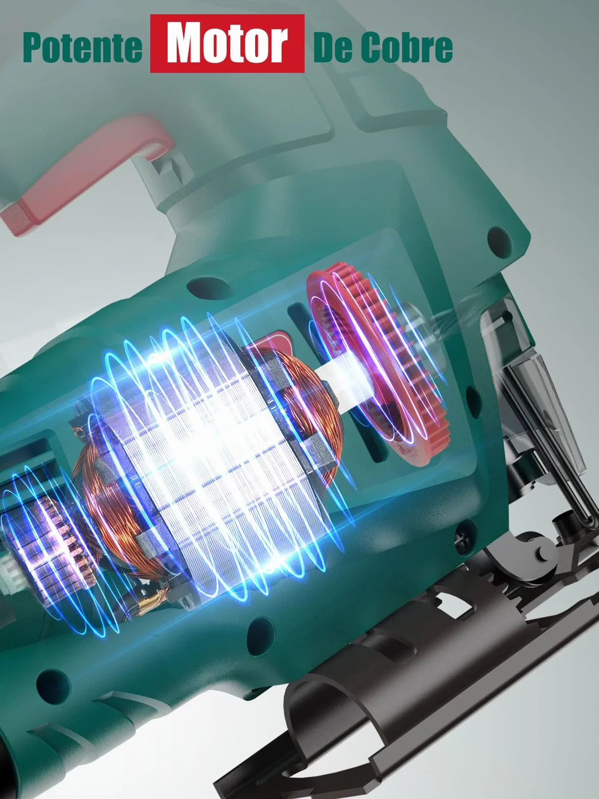 Wyrzynarka HYCHIKA 800W, z mocnym silnikiem miedzianym, 800-3000RPM obrotów na minutę z 7 zmiennymi prędkościami, 4 zestawy orbit, kąt nachylenia ±45°, 6 brzeszczotów, przewód 2 metry