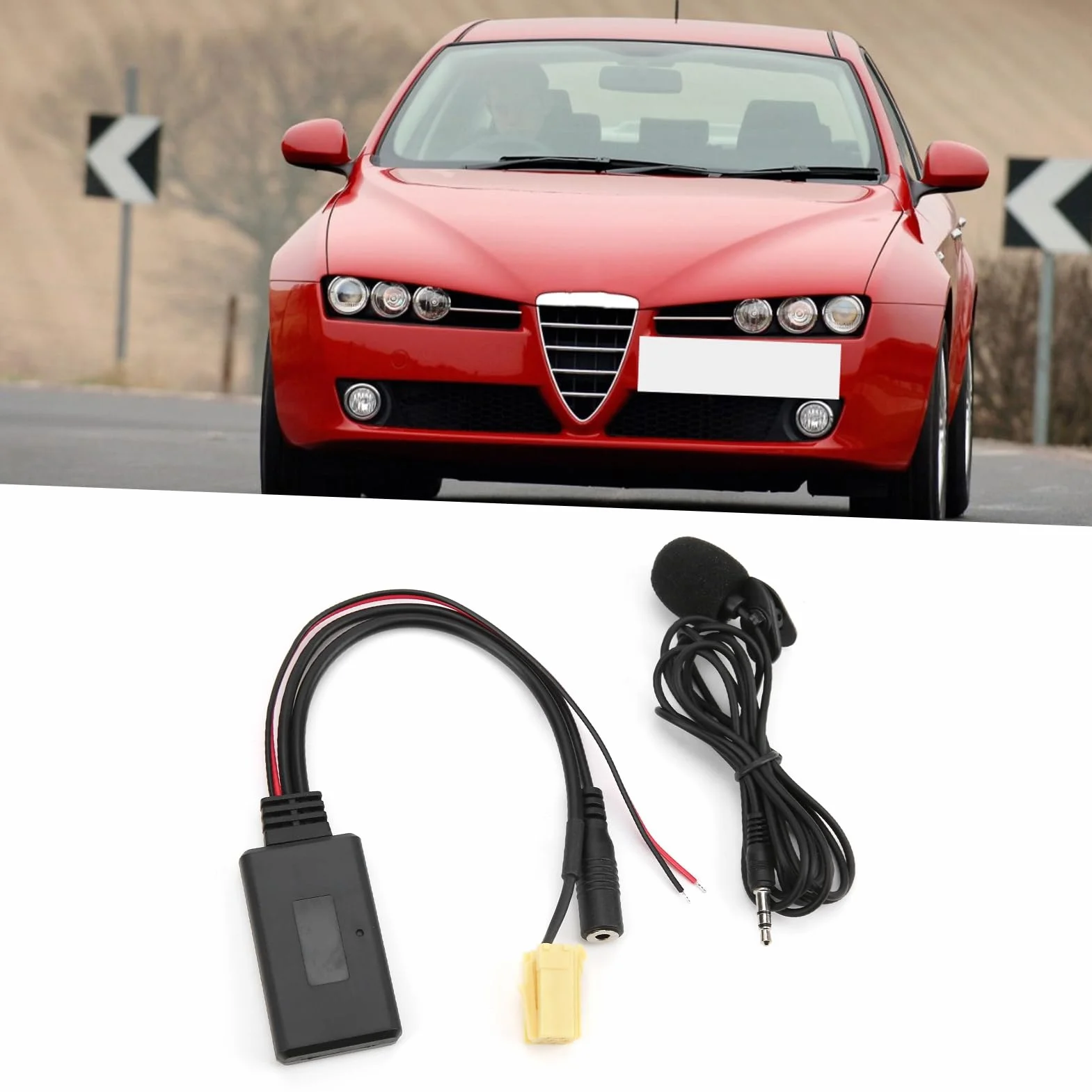 Kabel Bluetooth AUX, Adapter Kabla Bluetooth 5.0 AUX z Zestawem Głośnomówiącym Mikrofonu Zamiennik dla Fiat 500/Grande Punto/Qubo/Fiorino