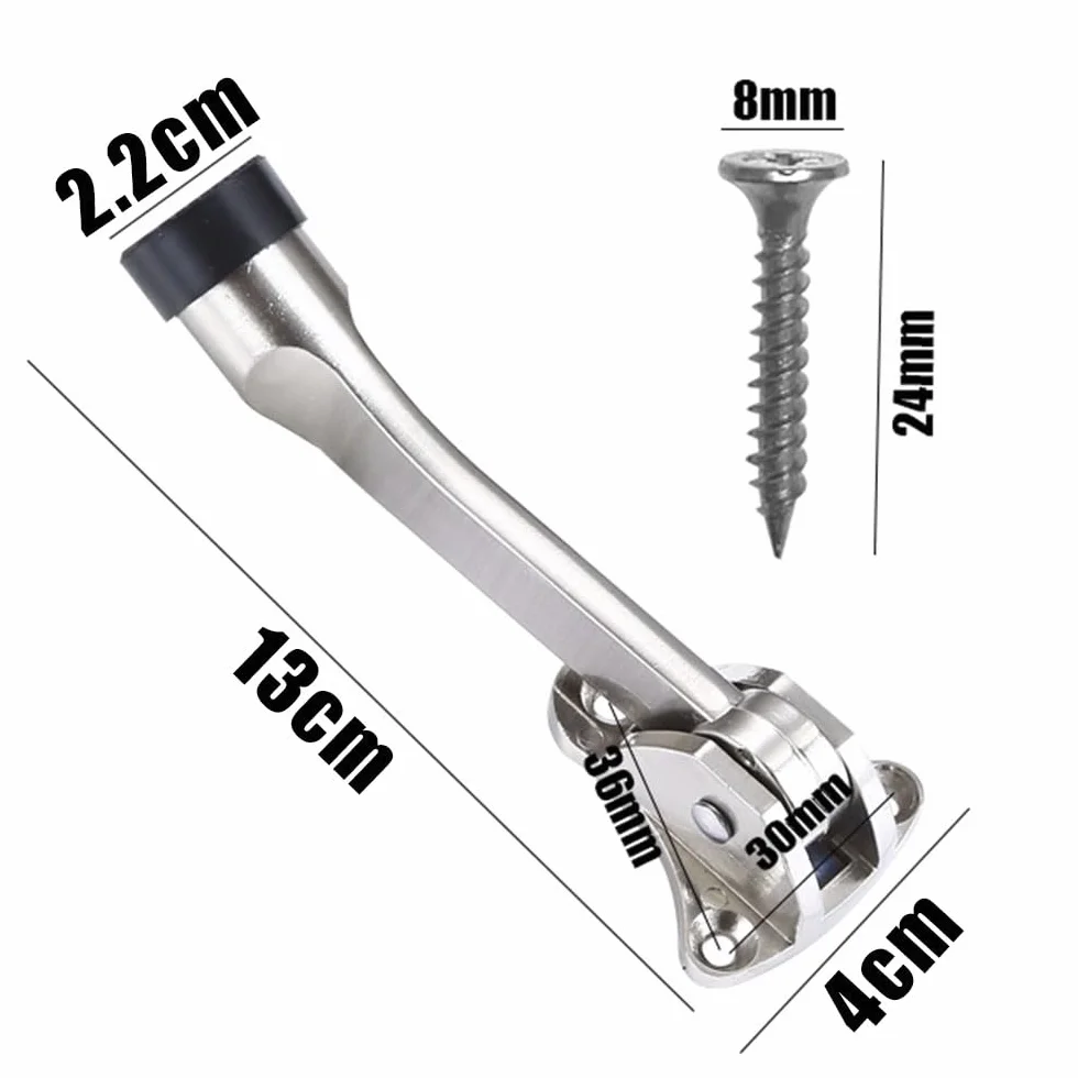 2 sztuki uchwyty do drzwi, jednorazowo regulowany metalowy stoper do drzwi, stoper do drzwi ze stopu cynku z gumowym odbojem, 13 cm do drzwi wewnętrznych i zewnętrznych, drzwi balkonowych
