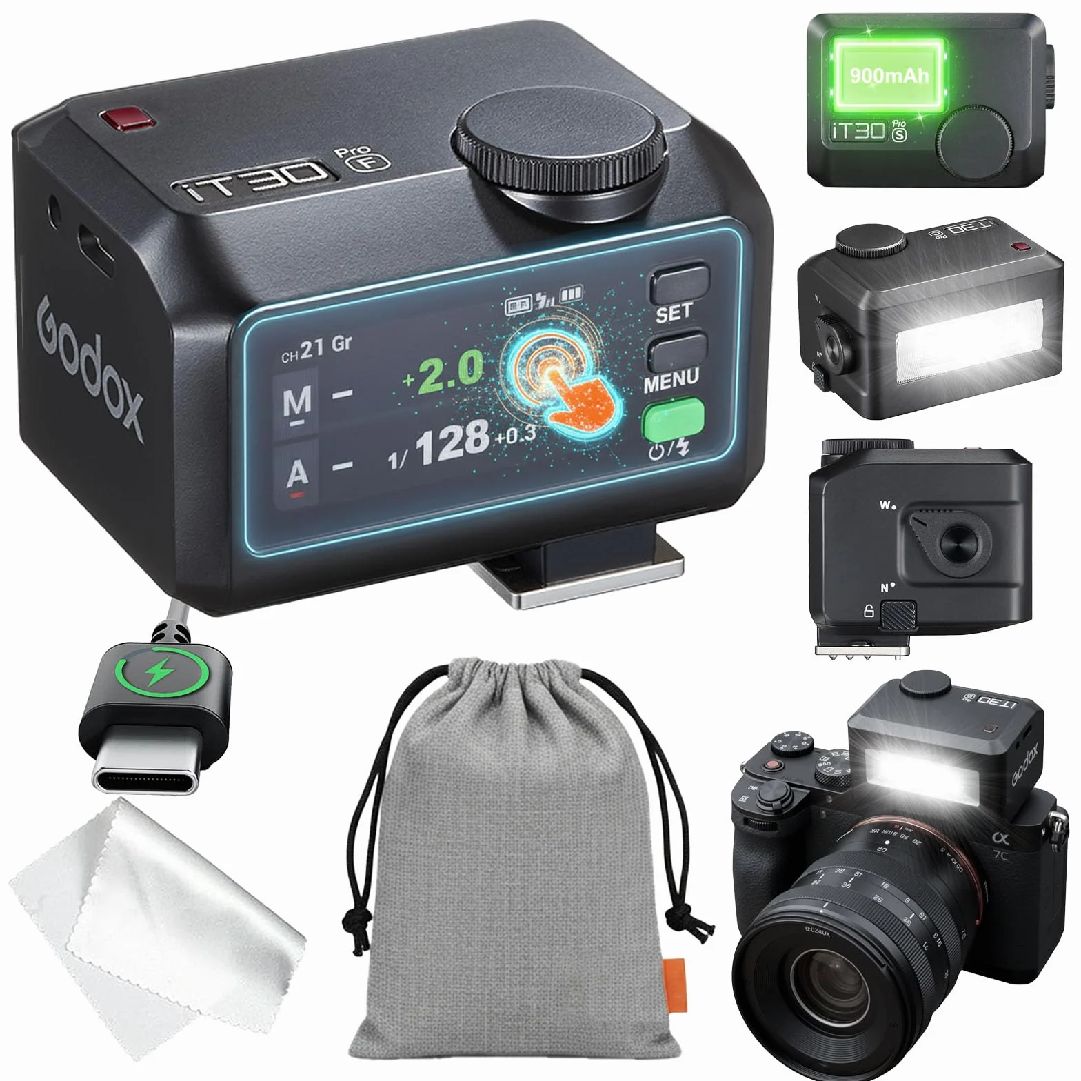 Godox iT30 Pro F TTL Mini lampa błyskowa 2.4G HSS 1/8000 s USB-C dla Fujifilm