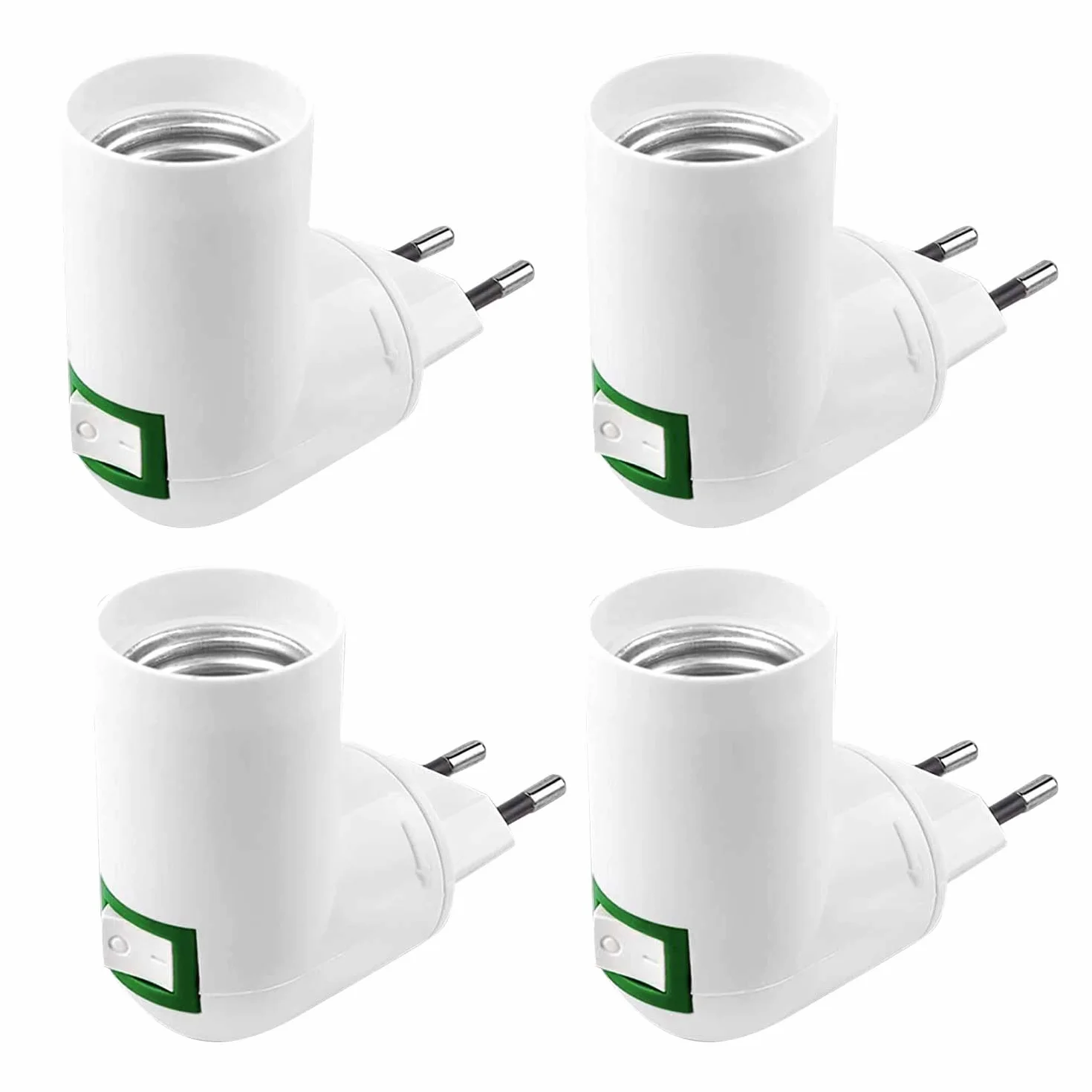 4 gniazda E27 z przełącznikiem, gniazdo budowlane AC 220 V, gniazdo elektryczne do adaptera E27 Lampa ścienna do montażu na ścianie żarówki LED (biały)
