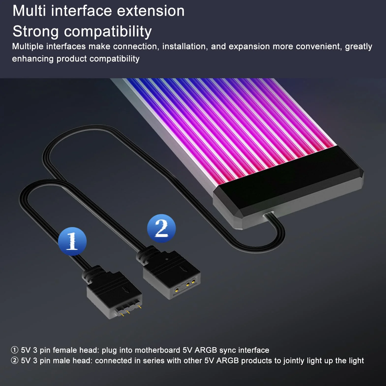 Kabel Rozszerzony Zasilania RGB 5V 3 Pin ArgB Synchronizacja Miękka Rura Silikonowa LED