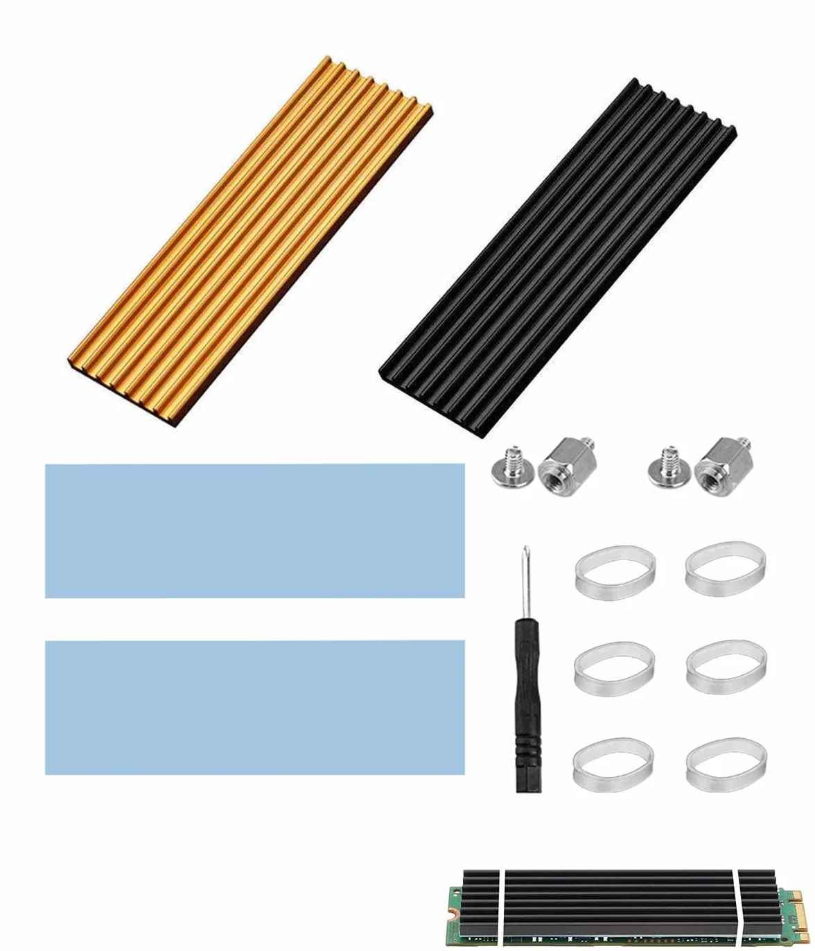 2 sztuki radiatorów M.2 NVMe PS5, M.2 SSD, radiator ze zintegrowanym Heatpipe, radiator M.2 z podkładką przewodzącą ciepło M.2 do M.2 PCIe NVMe SSD lub M.2 SATA SSD, PC i PS5