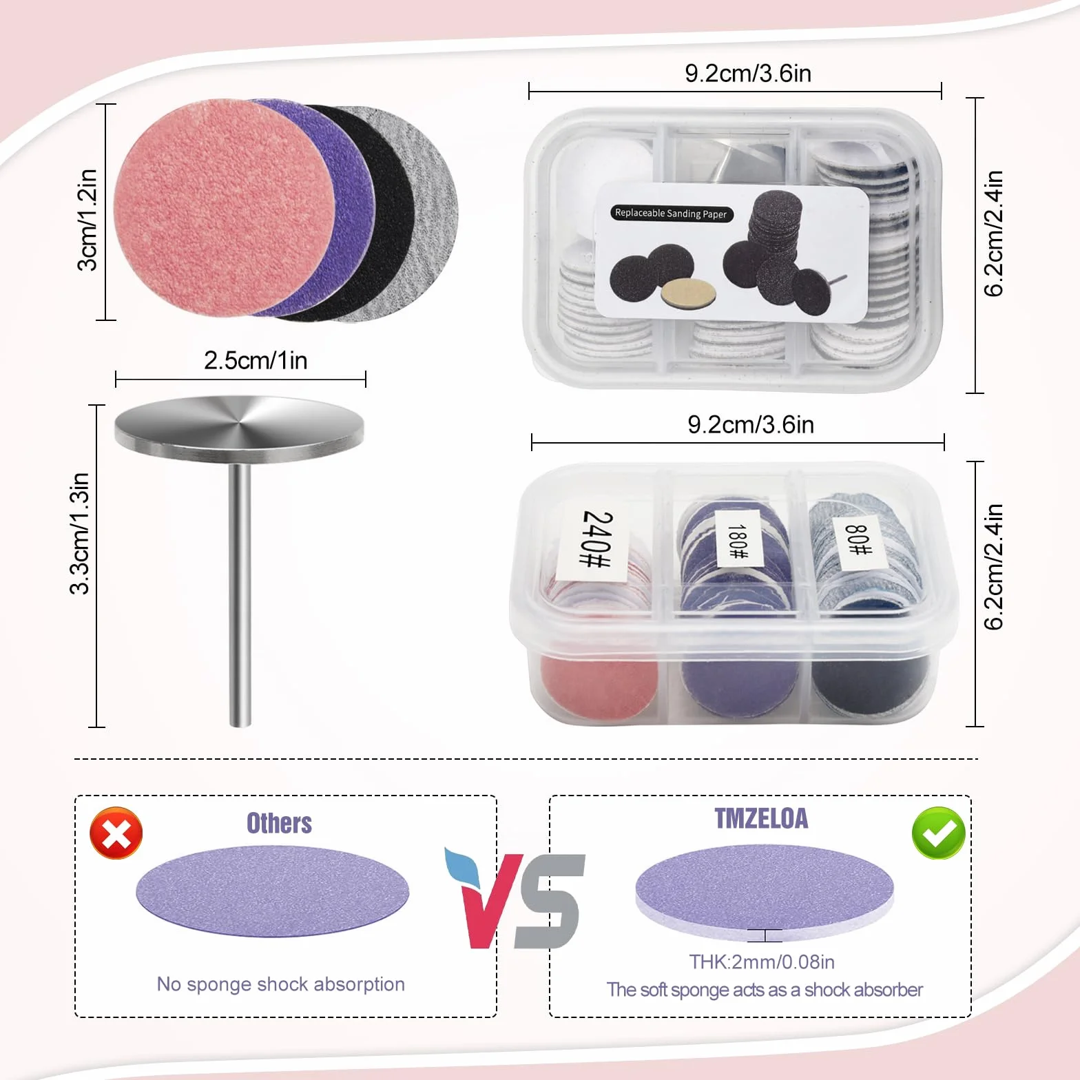 Elektryczny zestaw do pedicure 120 krążków szlifierskich 25 mm + 2 nasadki frezujące