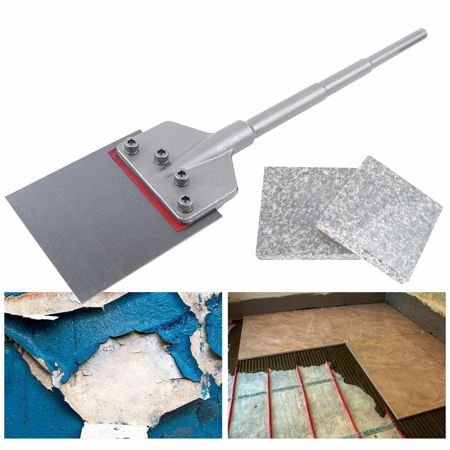 SDS-Max dłuto szpachlowe, dłuto do płytek, skrobak podłogowy, klej do dywanów, szerokie dłuto, szpachelka, podpora do dłut do młotowiertarki, 245 x 60 mm
