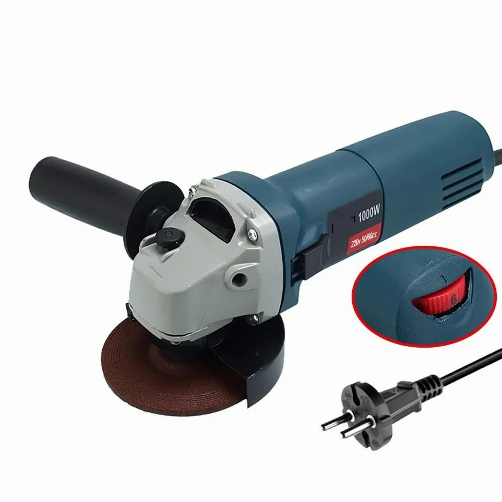 Elektryczna szlifierka kątowa 1000 W maszyna przewodowa 6 prędkości 100/125 mm szlifowanie cięcie polerowanie elektronarzędzia (średnica tarczy 125 mm)