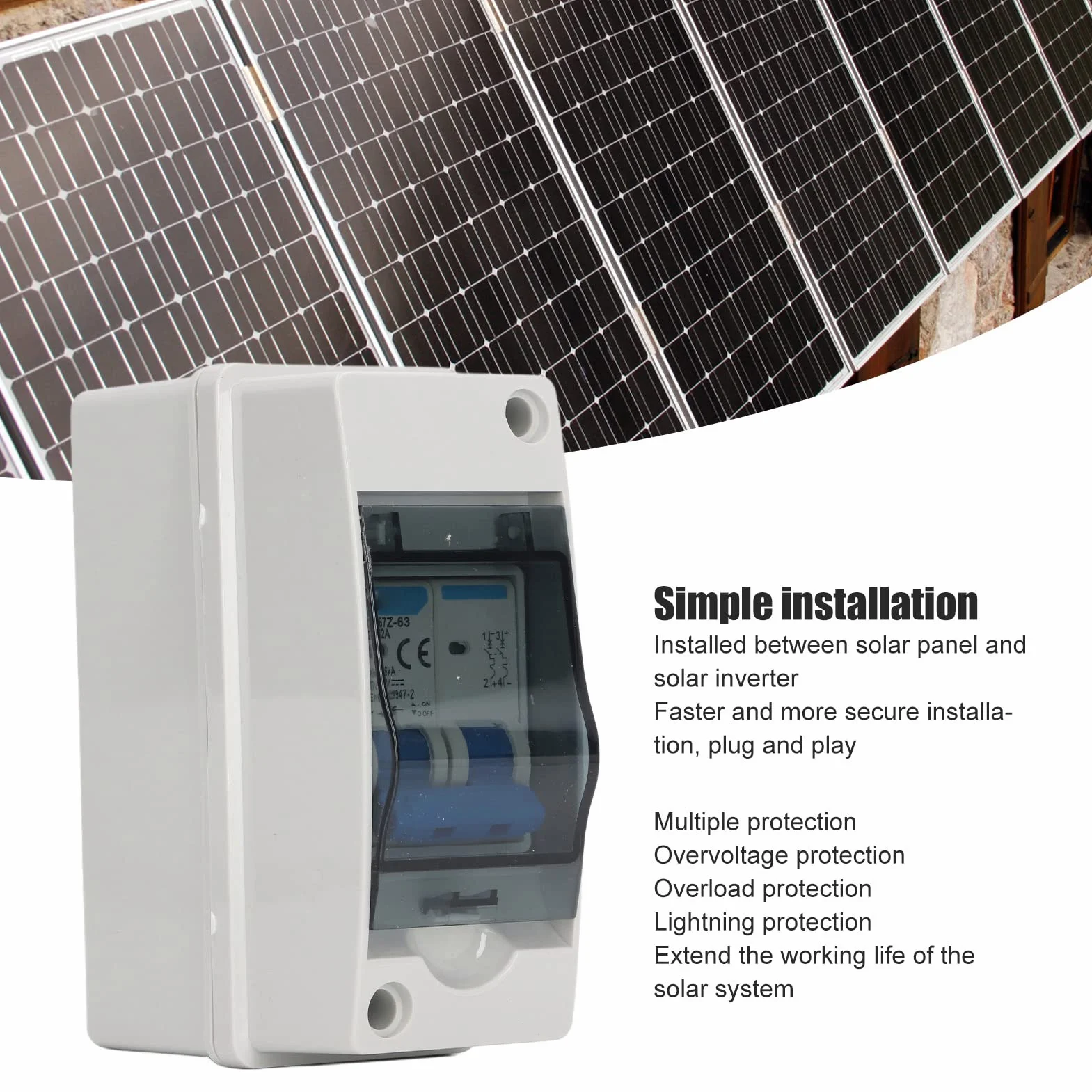 2P 32A 1000V DC Przerywacz, 6KA IP65 Wodoodporny Izolator DC Odłącznik Słoneczny do Panelu Słonecznego System Fotowoltaiczny