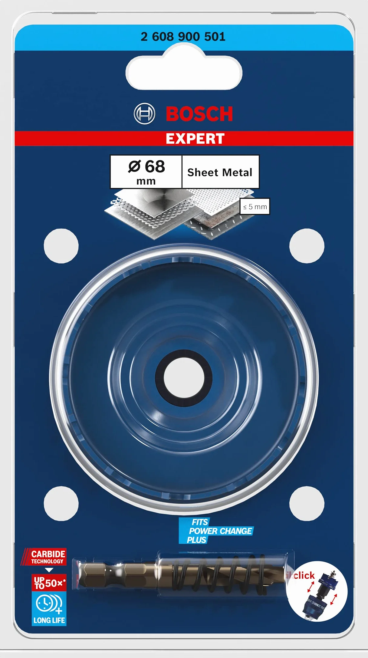 Bosch EXPERT Sheet Metal Piła Otwornica Ø 68 mm Stal Nierdzewna Akcesoria Wiertarki