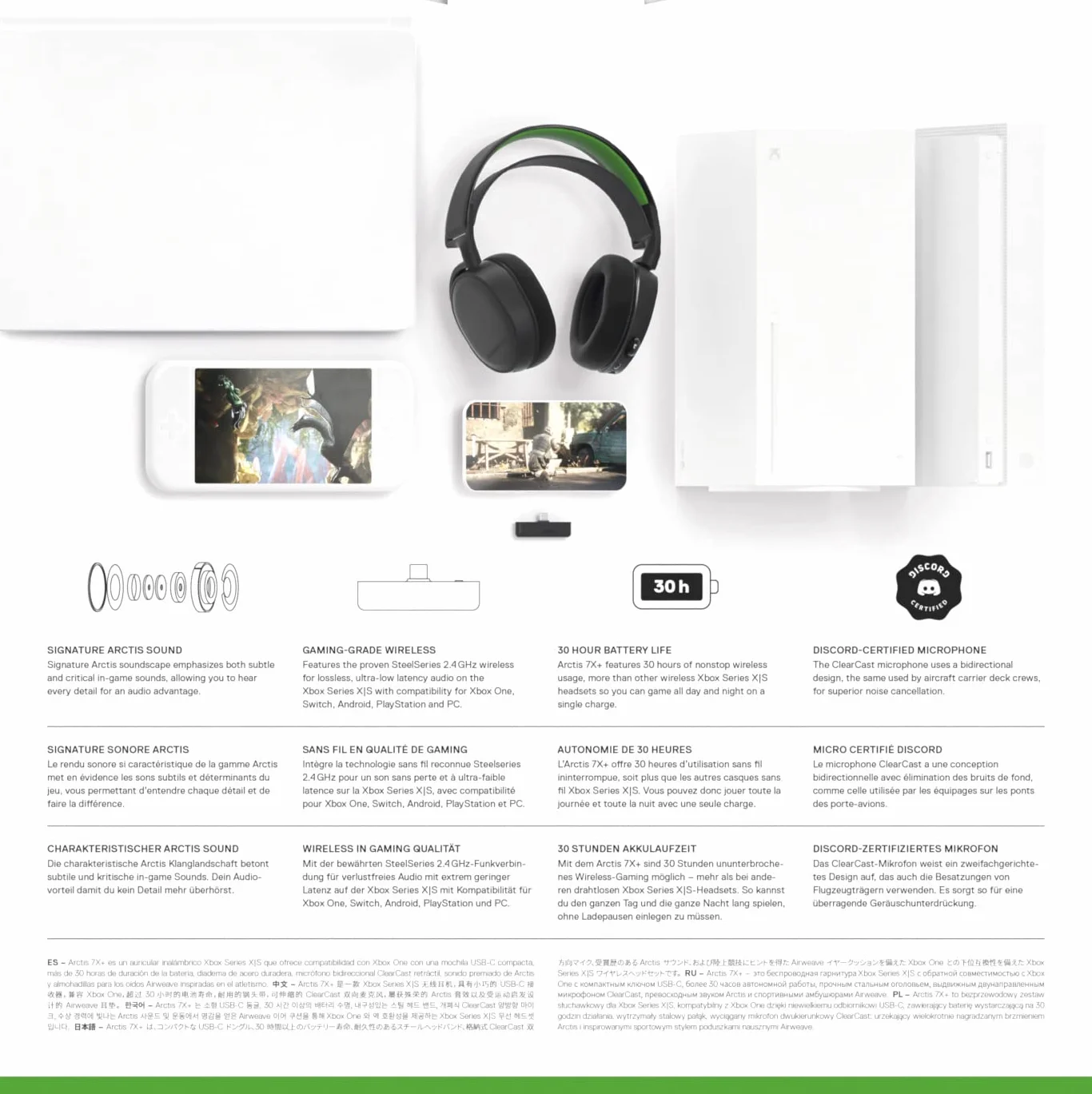 Steelseries Arctis 7X+ Słuchawki Gamingowe, Czarny