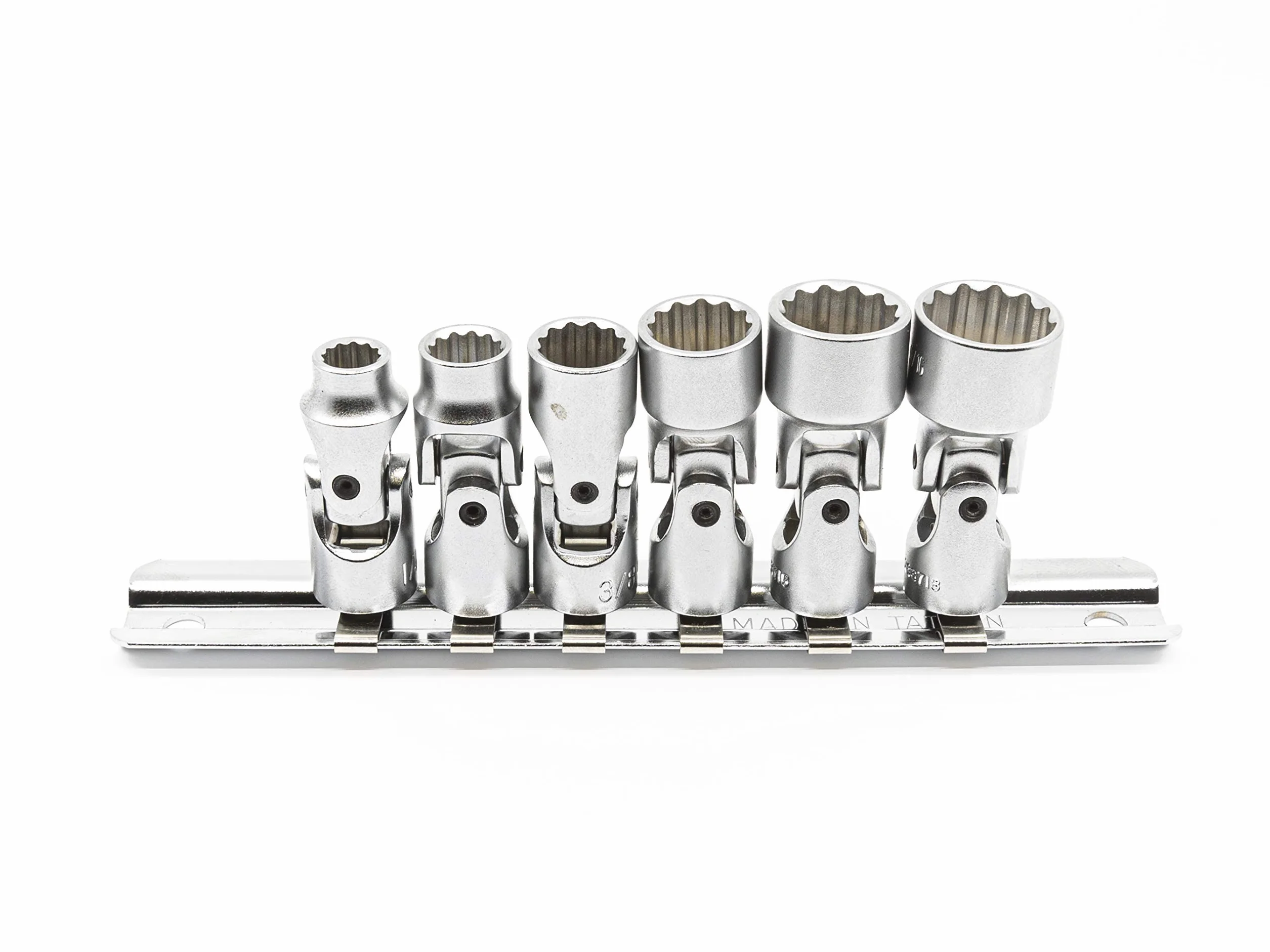 Genius Tools 6-częściowy uniwersalny zestaw nasadek ręcznych 1/4" Drive SAE (12-punktowy), matowe wykończenie - US-206S