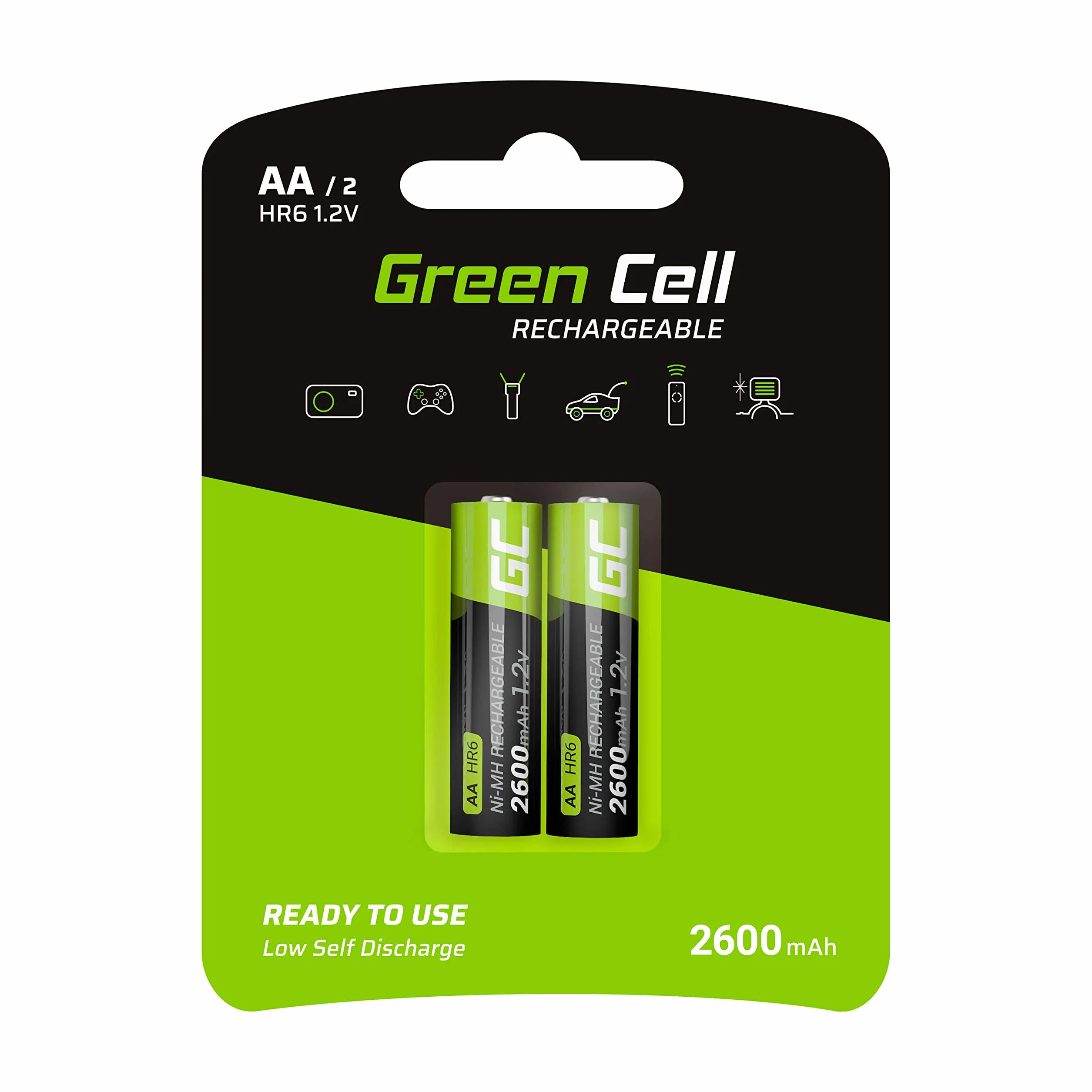 Green Cell 2x AA R6 2600mAh Ni-MH Akumulatory Paluszki