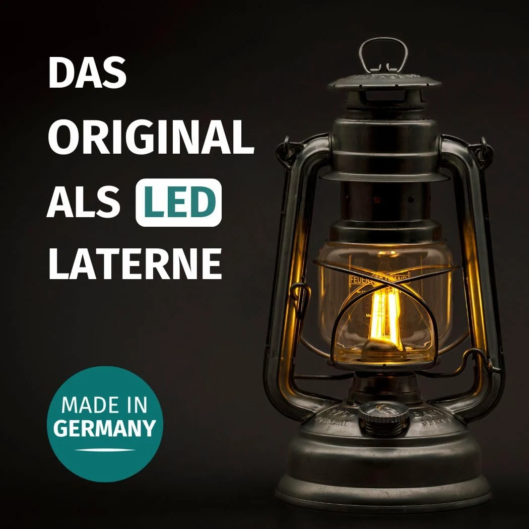 Feuerhand Latarnia LED Baby Special 276 – bezstopniowo ściemniana latarnia do salonu, na balkon lub taras – z ciepłym białym światłem, zasilanie bateryjne i bateryjne – czerwona