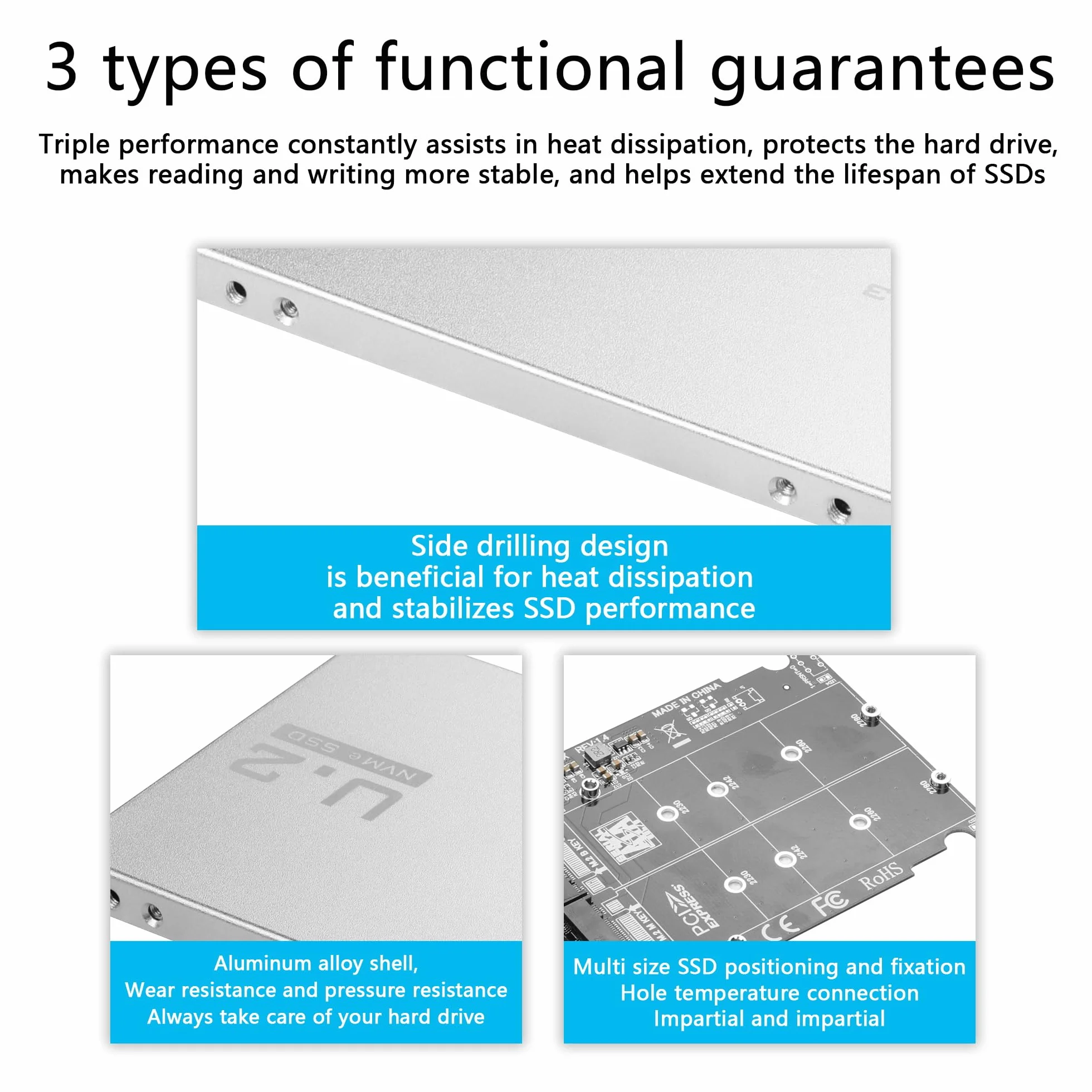 GINTOOYUN Karta adaptera 2 w 1 M.2 NVMe/NGFF do U.2 - klucz M/M.2 SATA NGFF do U.2(SFF-8639) SSD Box