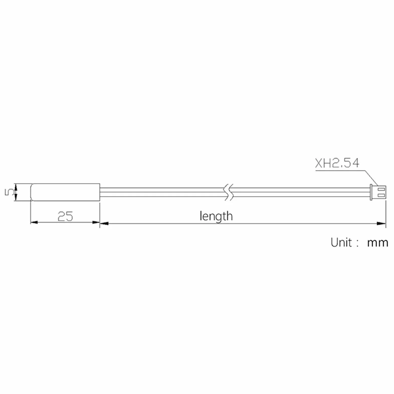 10 szt. rezystancji 100 K wartość B 3950 cylindryczna wodoodporna sonda termiczna 5 x 25 mm długości 5 m NTC czujnik temperatury