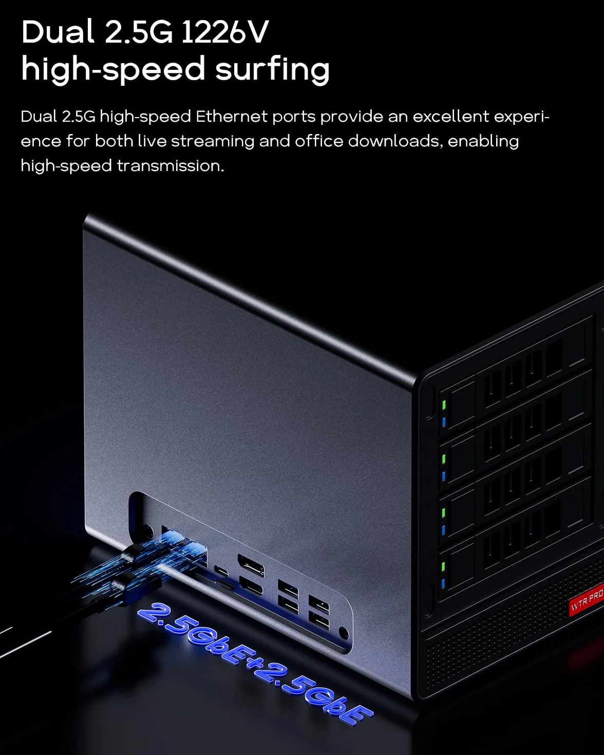 AOOSTAR Ryzen 7 5825U 4 Bay NAS mini PC, 2 gniazda M.2 NVMe, 2,5/3,5" SATAx4