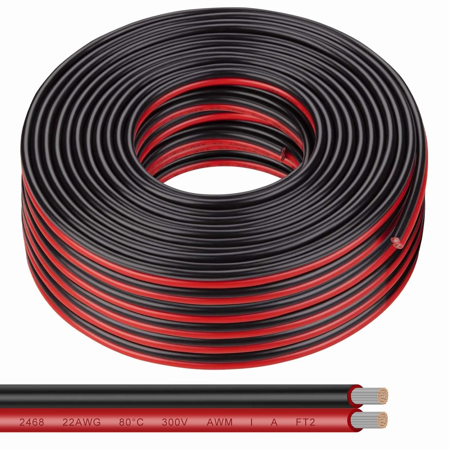 ADNEWX® 20 m 2 pin 22AWG czerwony i czarny przewód PVC LED przedłużacz 12 V jest często stosowany w przypadku lamp/taśmy LED i okablowania elektronicznego