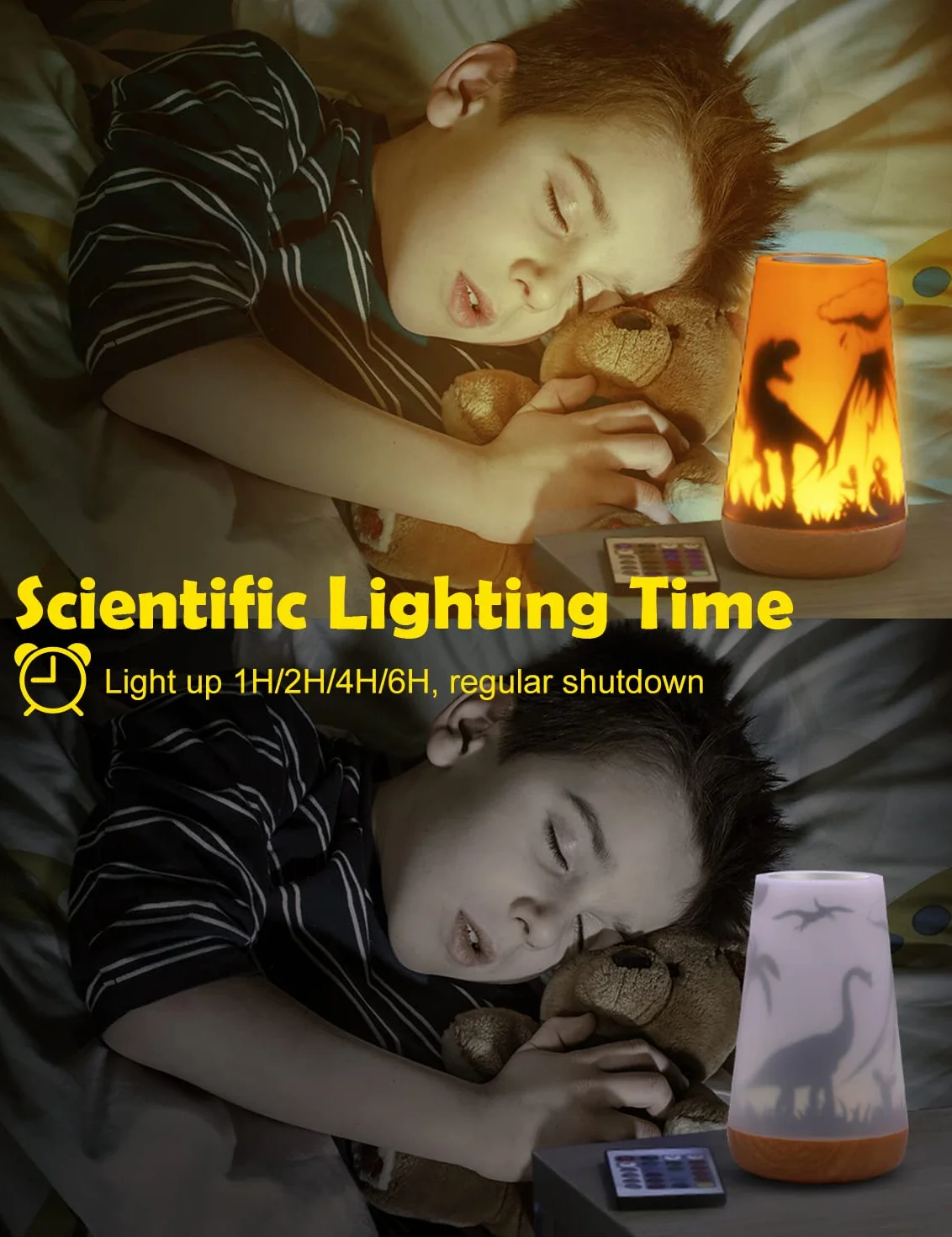 Mostof Lampka nocna LED z motywem dinozaura, z pilotem zdalnego sterowania, możliwość ściemniania, sterowanie dotykowe, figurki wróżki ze skrzydłami, kolory RGB (elfy) (dinozaury, 16 kolorów)