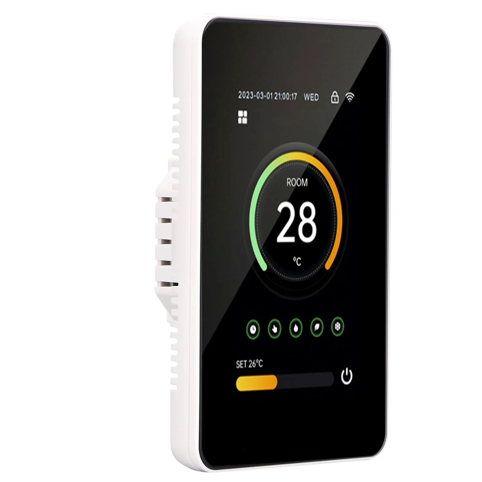 FTVOGUE Inteligentny Termostat WiFi Cyfrowy Ekran Dotykowy Termostat Ogrzewania Podłogowego 100 do 250VAC 3A Sterowanie aplikacją Pionowy Ekran od 41 do 158 Fahrenheita Ogrzewania Wody w Domu (3A)