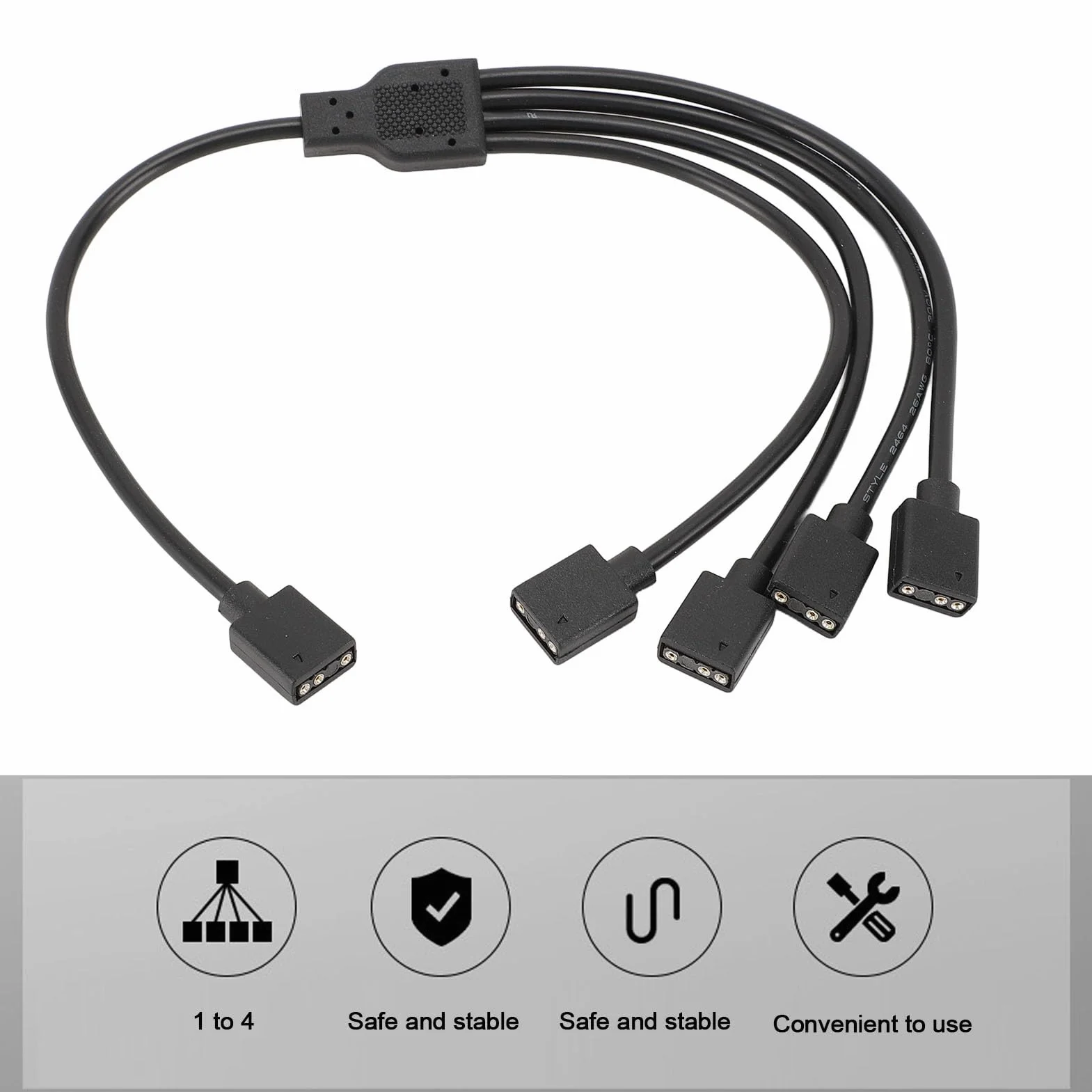 Kabel Rozgałęźny ARGB 1 do 4 Żeński do Żeńskiego 5V 3-pinowy Przedłużacz RGB do Obudowy Komputera