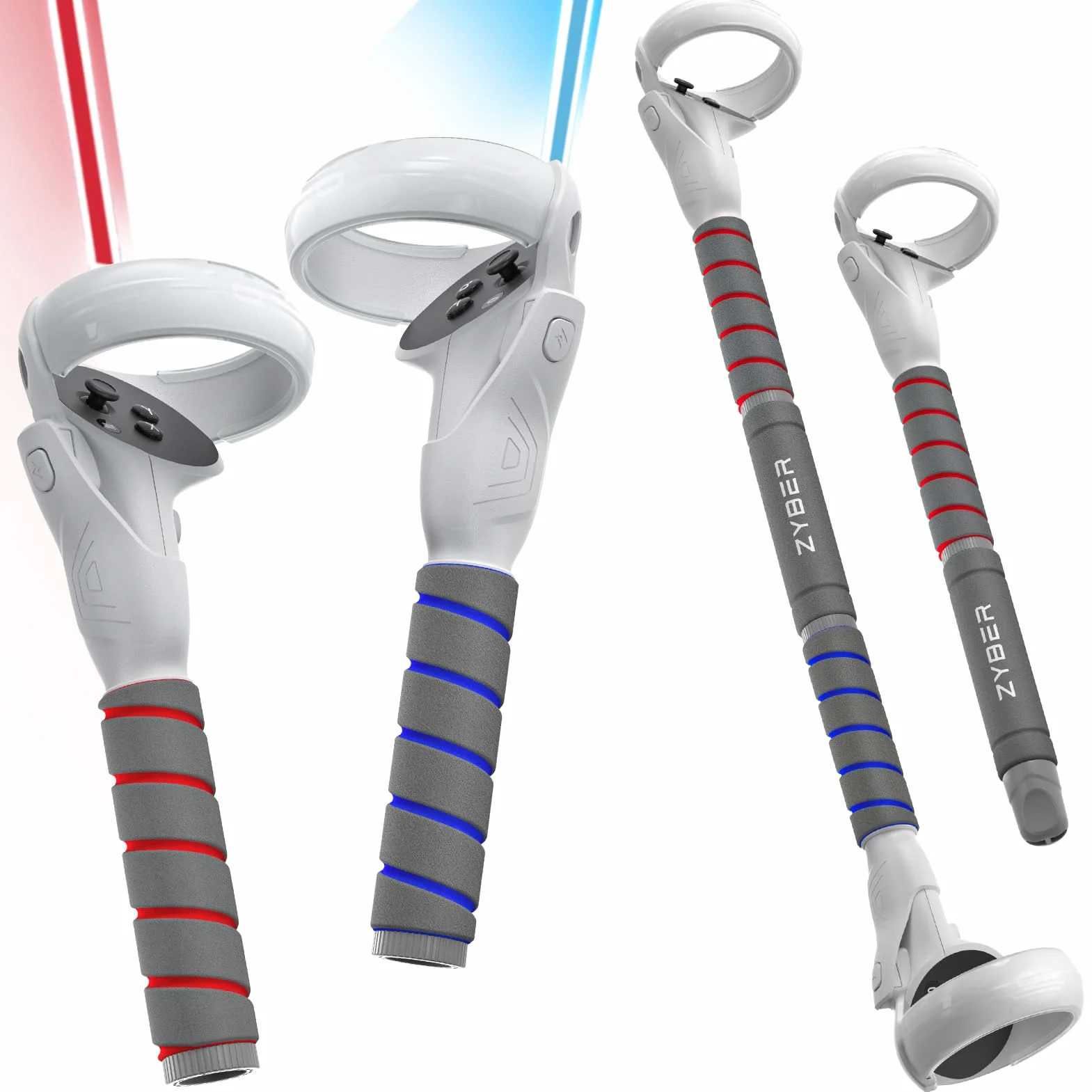 ZYBER Uchwyt 3 w 1 do Oculus Quest 2, VR Gorilla Tag długie ramiona do Meta Quest 2 Beat Saber Golf Club Baseball