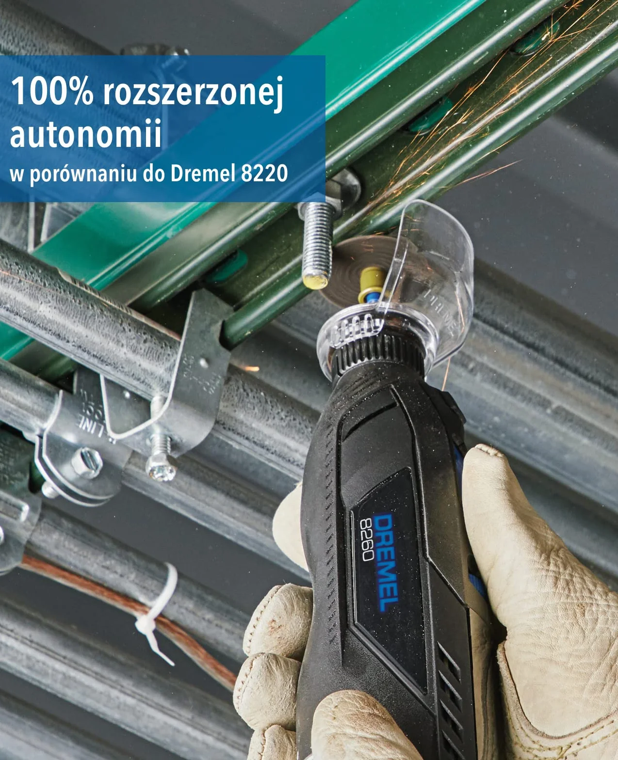 Dremel 8260 Akumulatorowe narzędzie wysokoobrotowe z silnikiem bezszczotkowym i akumulatorem litowo-jonowym 2x12V 3Ah,zestaw z 5 przystawkami i 65 akcesoriami,regulacja prędkości 5 000 30 000obr/min