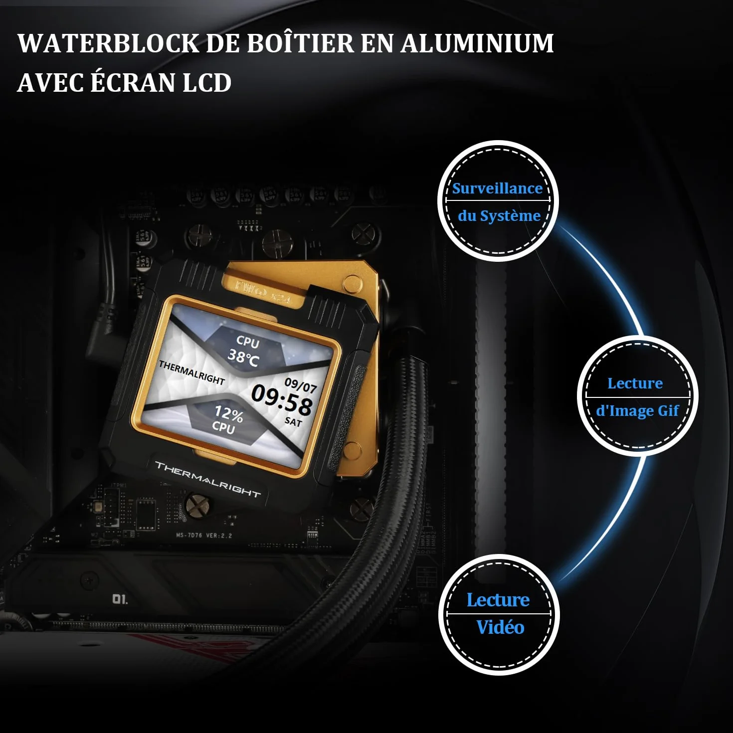 Thermalright FW 360 Czarny procesor, chłodzenie wodne, chłodzenie 360 AIO, ekran LCD o rozdzielczości IPS 320 x 240, chłodnica procesora AMD/Intel LGA1700/AM4/AM5, AIO Chłodzenie wodą