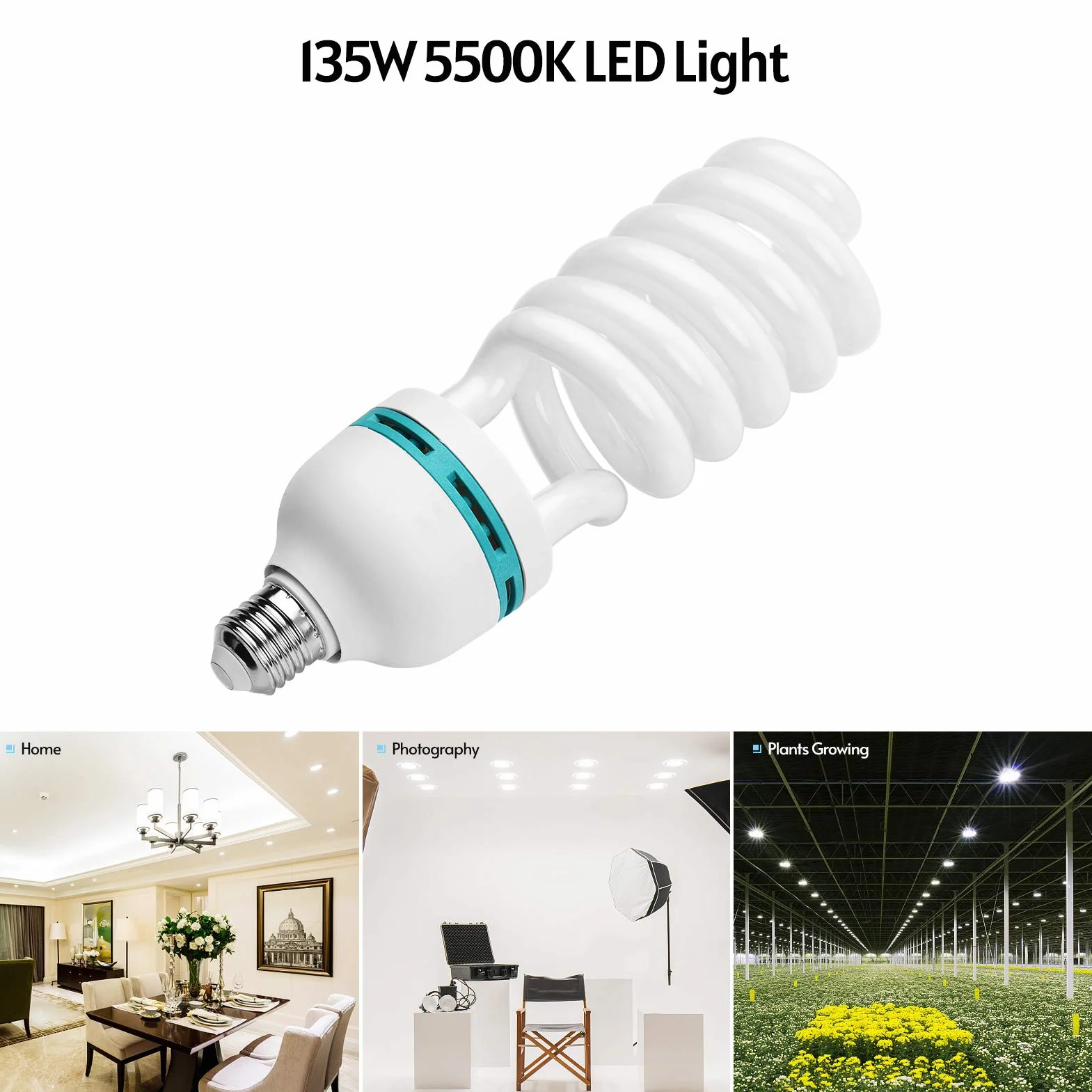 Andoer 2 x CFL światło dzienne białe 135 W 5500 K CRI90, E27 energooszczędna żarówka softbox do oświetlenia studia fotograficznego