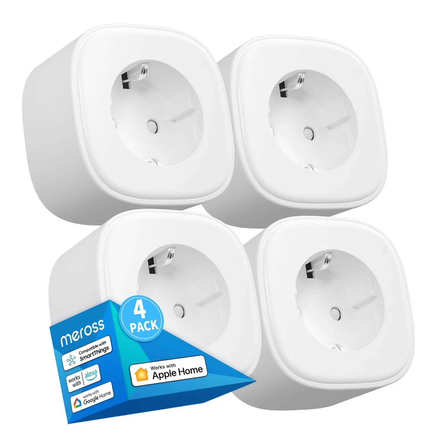 Meross Smart Plug WiFi 16A 3840W kompatybilny z Apple HomeKit, Alexa, Google Assistant, SmartThings Pakiet 4