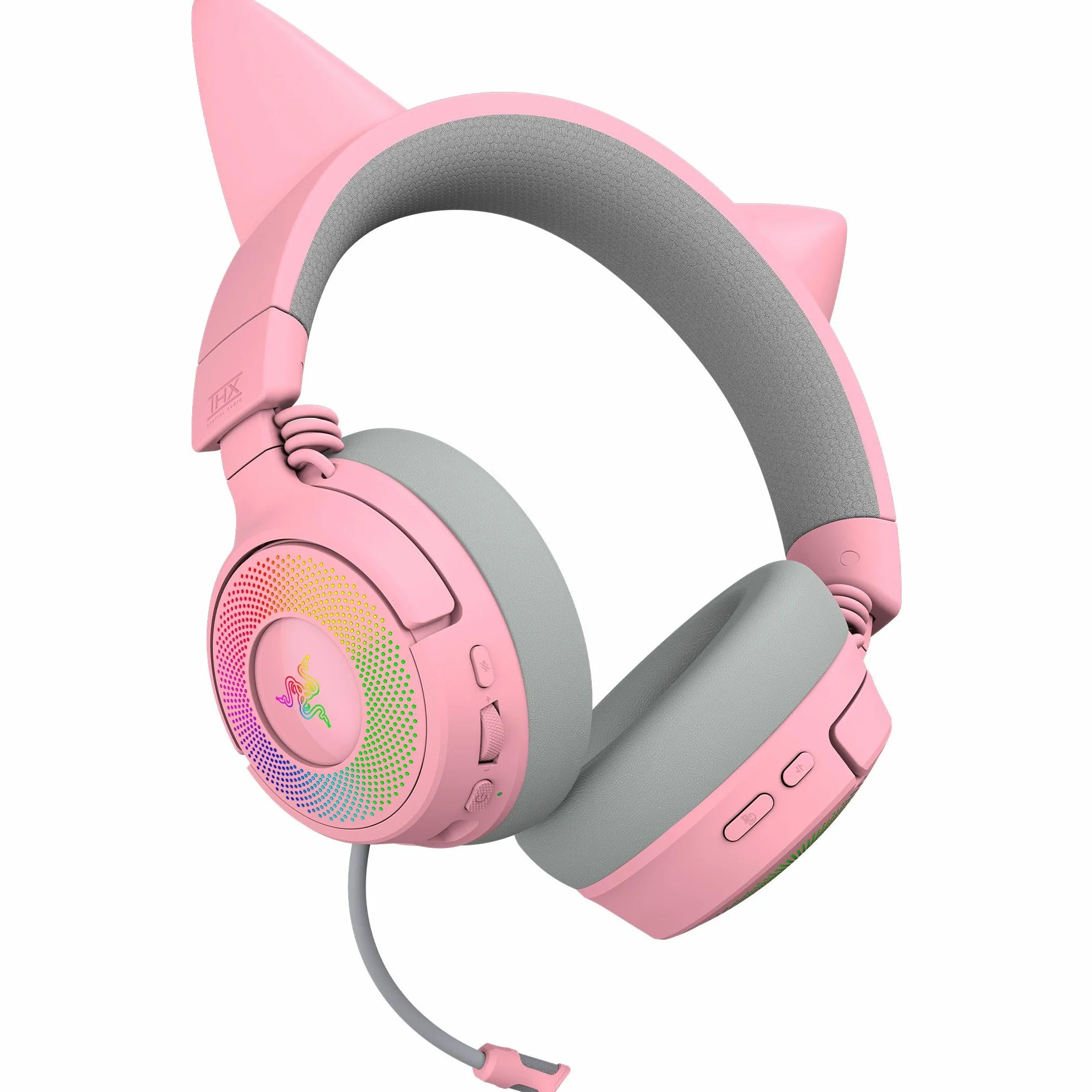 Razer Kraken Kitty V3 Pro bezprzewodowy zestaw słuchawkowy RGB do gier Triforce 40 mm Hyperspeed Bluetooth Quartz