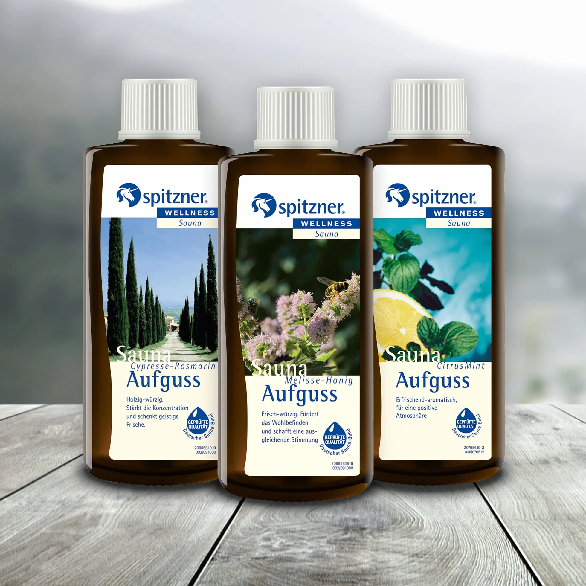 Odlew do sauny Ciało i umysł: rozmaryn cyprysowy, miód melisowy, mięta cytrusowa (3 x 190 ml) firmy Spitzner