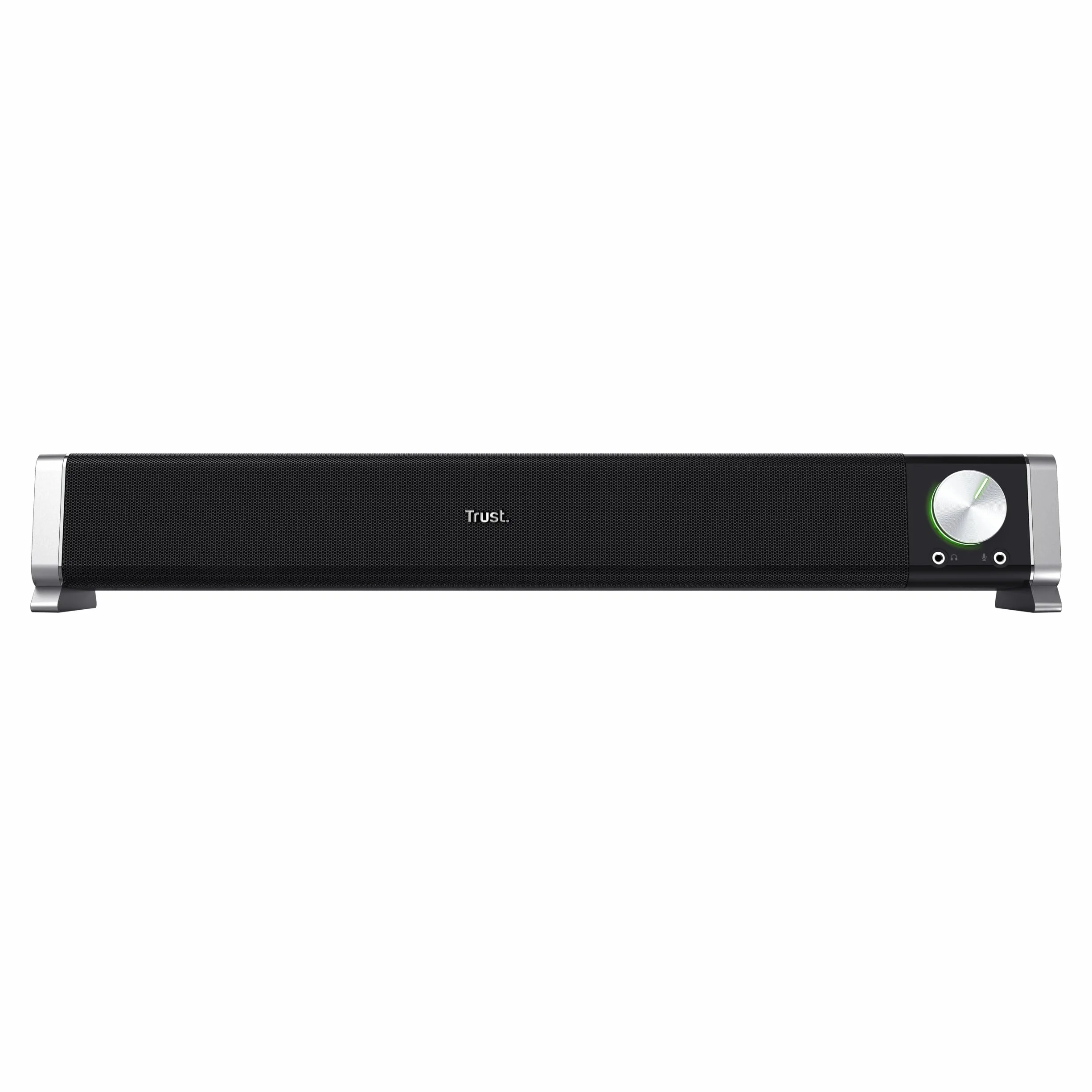 Trust Asto 12 W głośnik PC Soundbar, ze złączami do słuchawek i mikrofonu, zasilanie USB, system audio do komputera, laptopa, telewizora - czarny