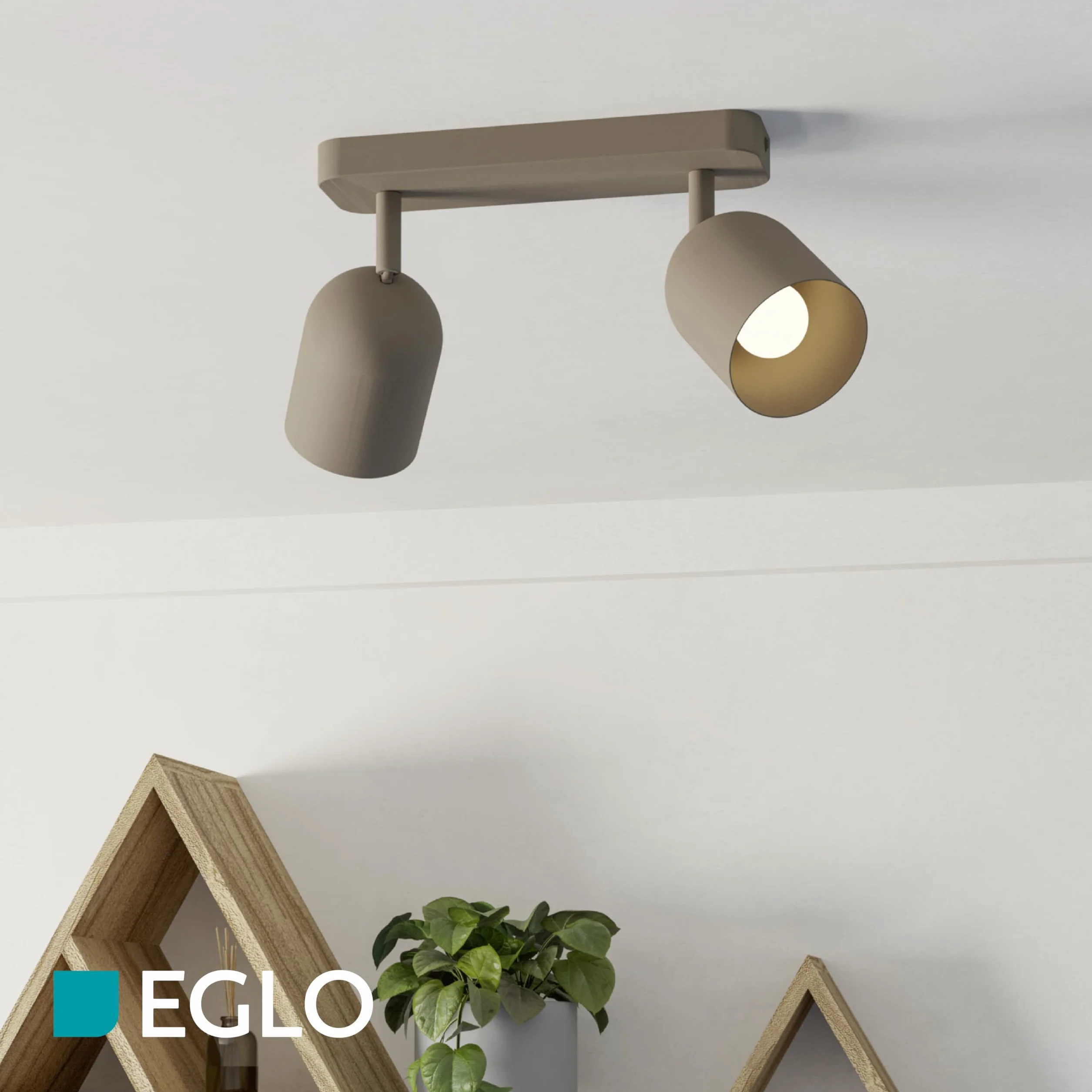 EGLO Tilston lampa sufitowa, 2-żarówkowa reflektor sufitowy do salonuowa oprawa podsufitowa ze stali w kolorze piasku E14