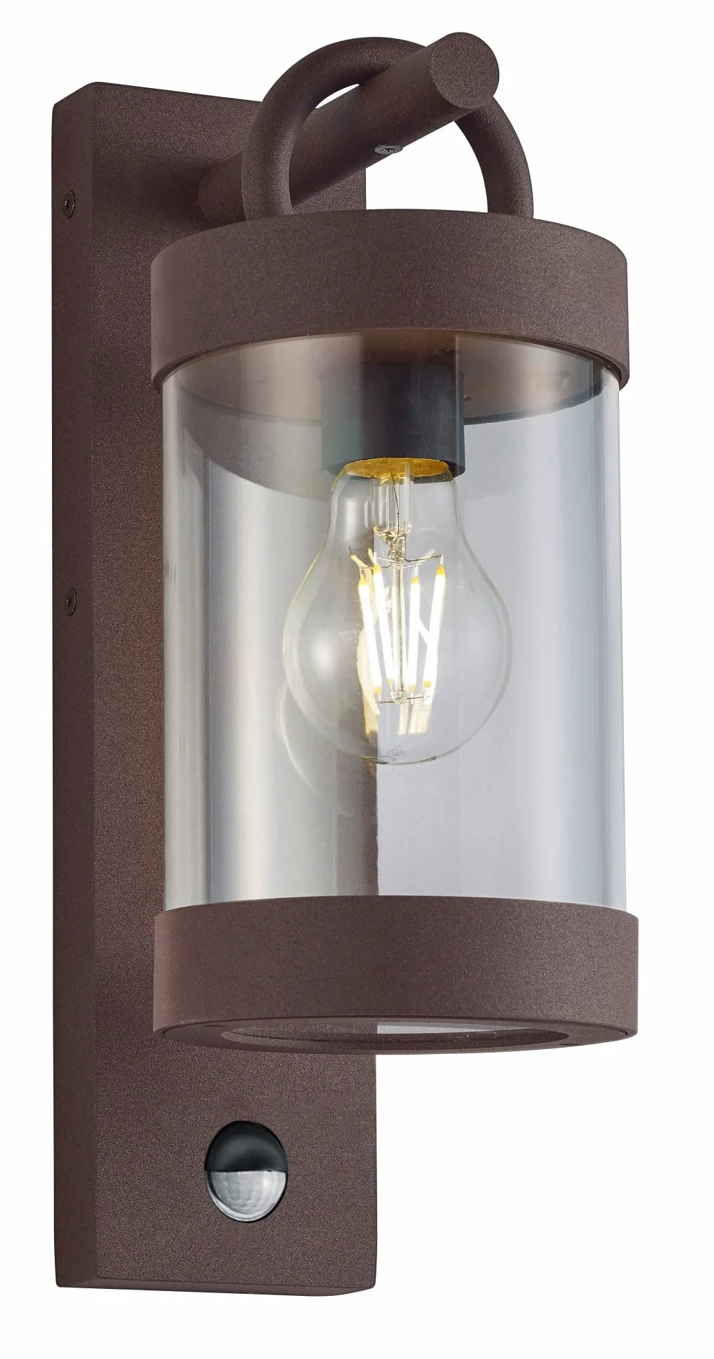 Trio, Aplikacja, Sambesi 1xE27, max.28,0 W Plastik, Przezroczyste, Korpus: Odlew aluminiowy, Rdza L:12,5cm, H:33,0cm, P:18,0cm Czujnik ruchu, Montaż ścienny, IP44