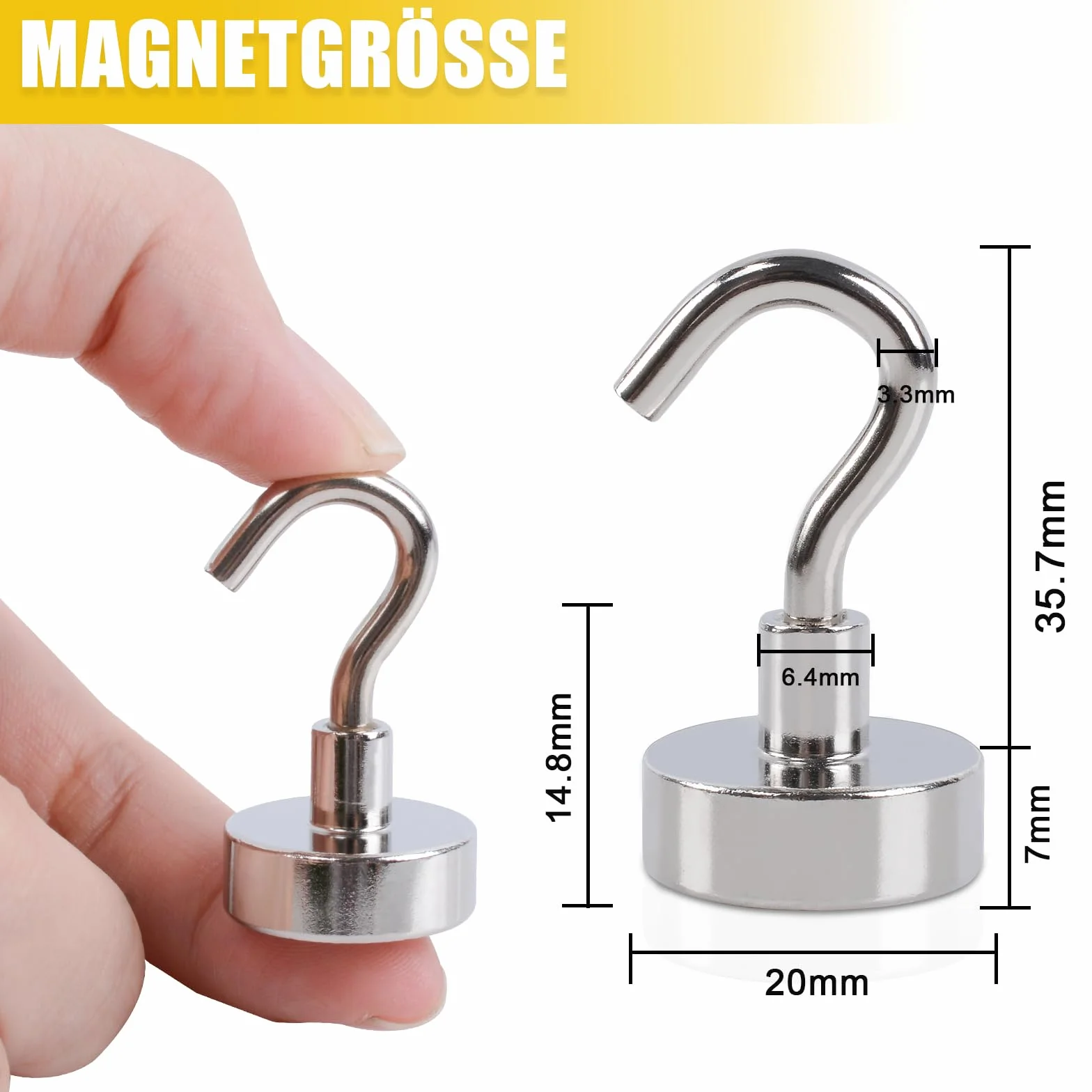 FPMYB 8 sztuk ekstra mocnych hakó magnetycznych o udźwigu 15 kg, magnesy neodymowe 20 mm, bez wykrawania, do drzwi żelaznych, lodówek, kuchni, grilla BBQ, wieszaków, szafy, robótek ręcznych, biura