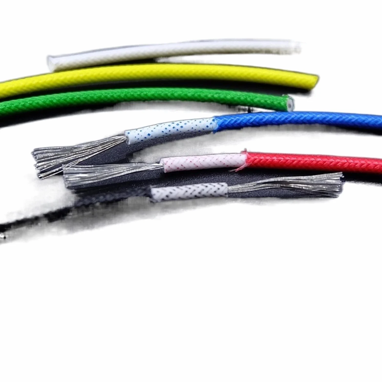 przewód elektryczny, 2-metrowy oplot z włókna szklanego/miedzi, silikonu, 300 V/500 V(Red,16mm2 (6AWG))