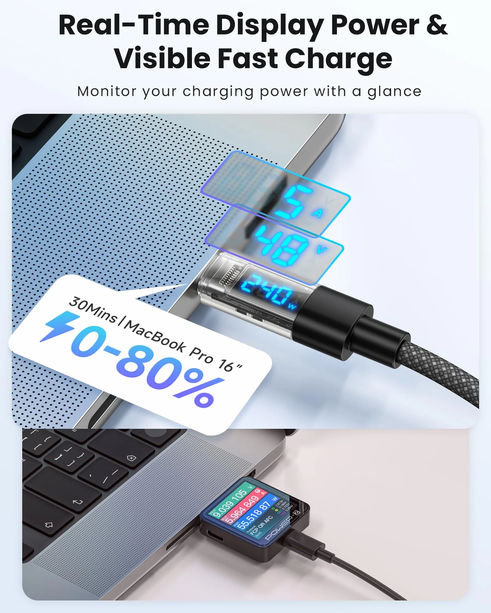 RAVIAD Kabel USB C 240W 2M PD3.1 Nylonowy Pleciony QC3.0 do iPhone 16 15 Pro Galaxy S25 S24 S23 S22 Pixel